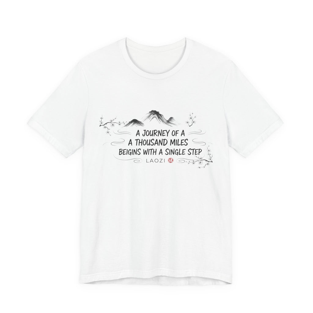 A Journey of a Thousand Miles tee | Mountain Quote Shirt, Minimal Zen Design