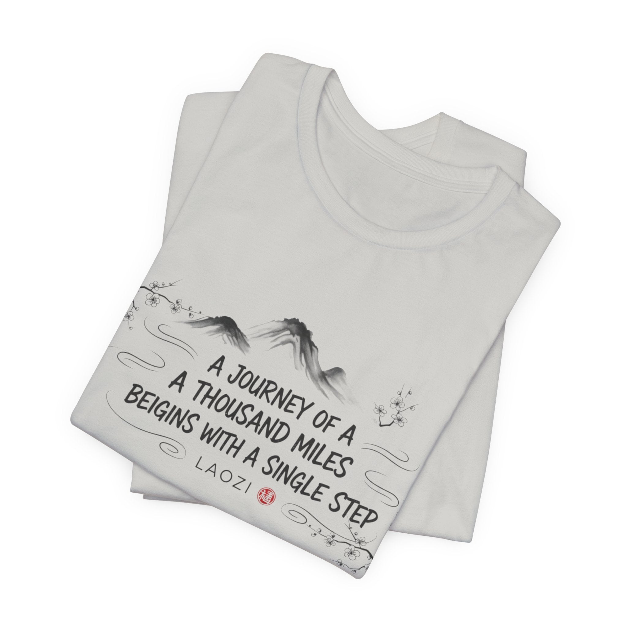 A Journey of a Thousand Miles tee | Mountain Quote Shirt, Minimal Zen Design