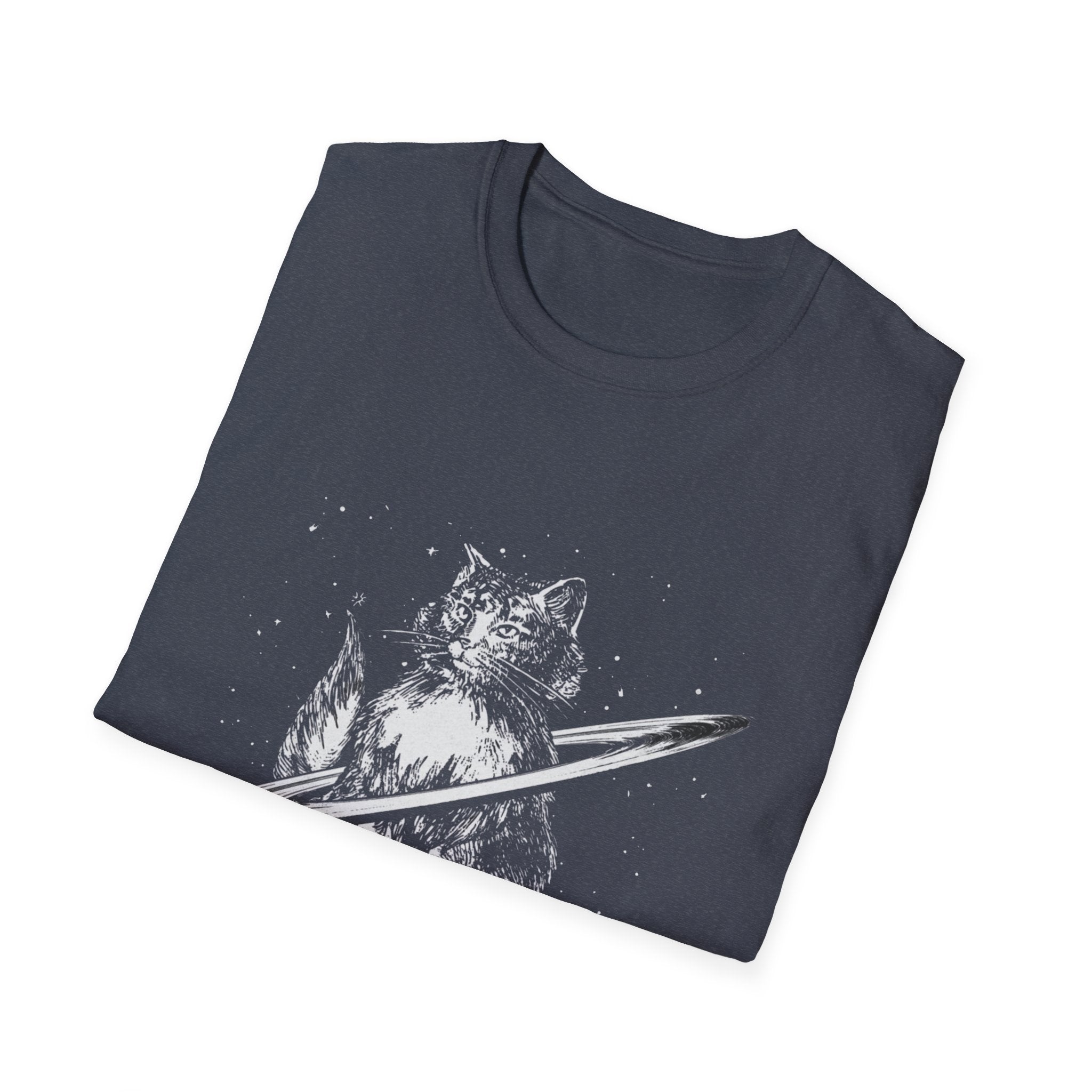Cat Planetary Orbit Illustration T-Shirt | Minimal Space Art