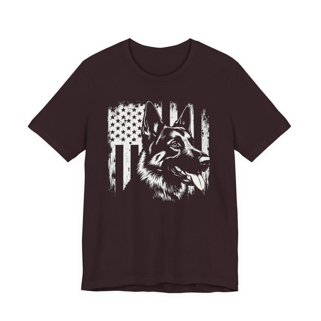 German Shepherd American Flag T‑Shirt — Patriotic K9 Tee