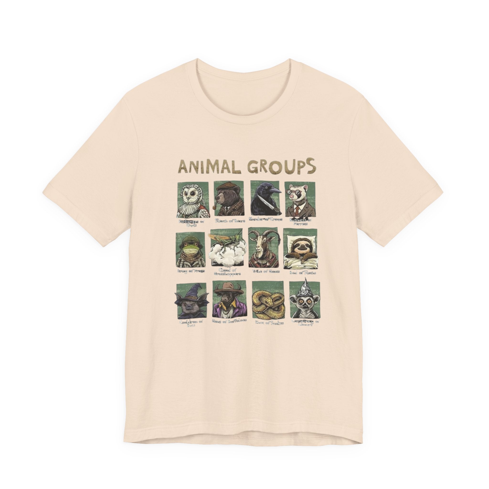 Animal Groups tee | Vintage animal illustrations grid