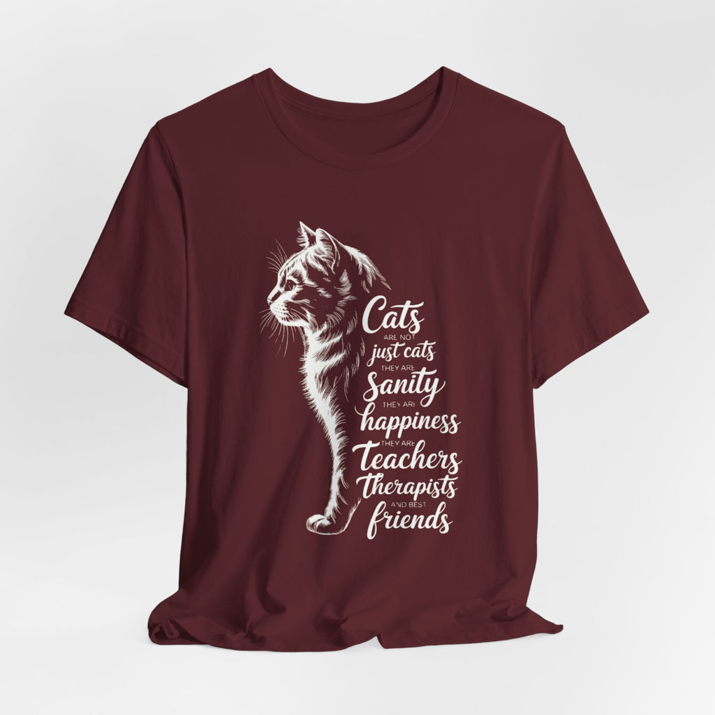 Cat Illustration Unisex Tee, Positive Vibes Motivational Tshirt, Cat Lover Shirt, Graphic Tee Gift, Inspirational Animal Tee