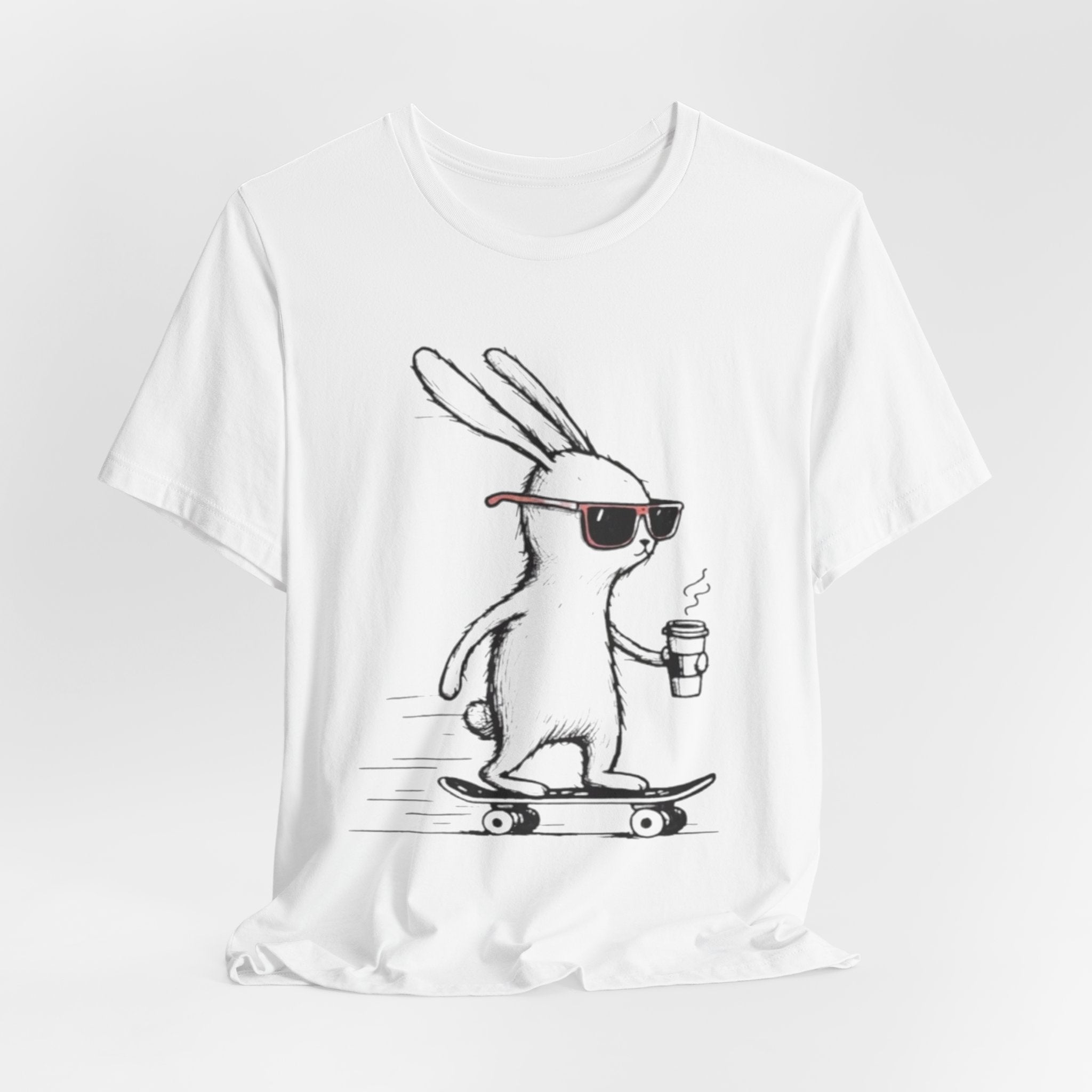 Cool Skateboarding Rabbit Tee, Unisex Short Sleeve Shirt, Funny Animal T-Shirt, Casual Daily Wear, Gift for Rabbit Lovers