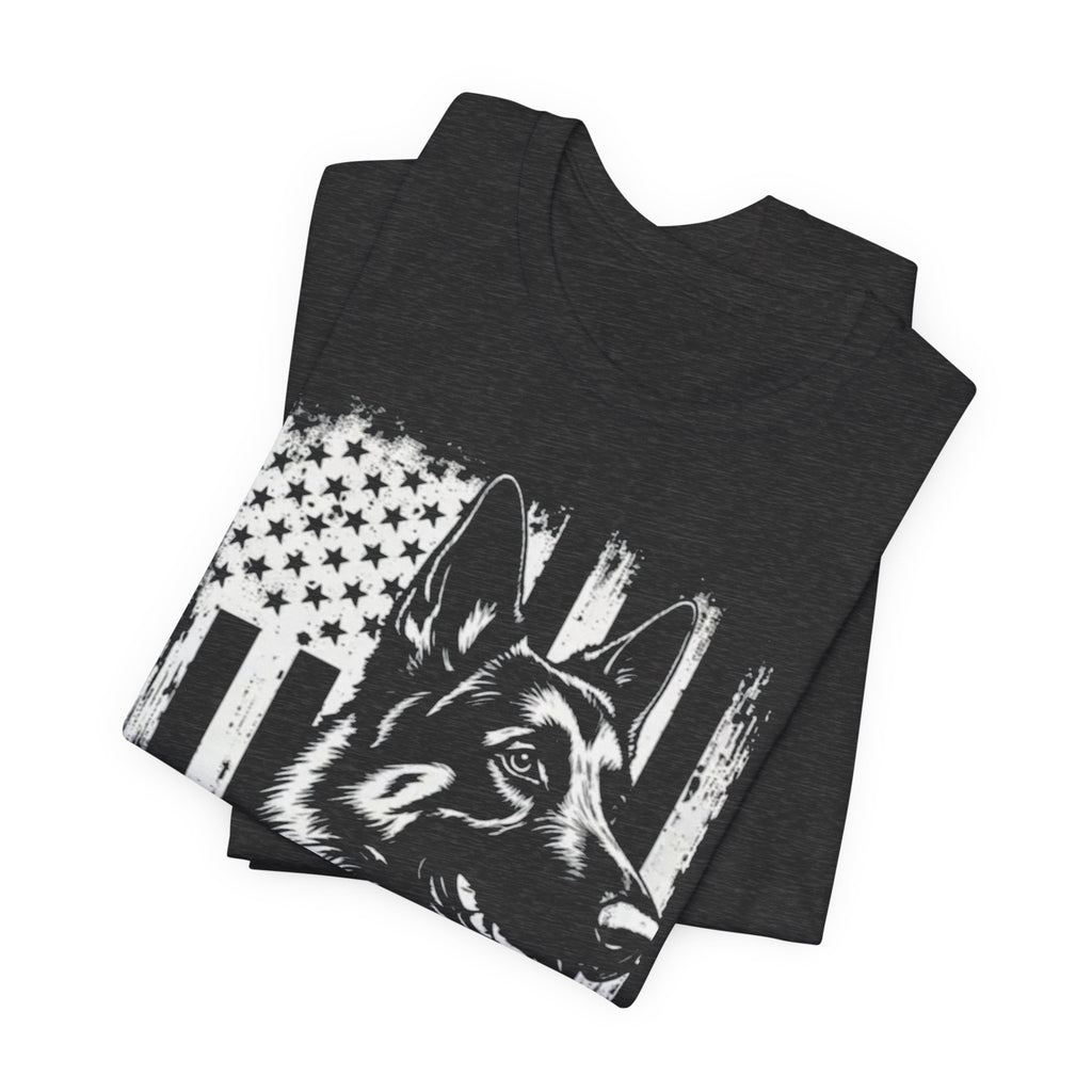 German Shepherd American Flag T‑Shirt — Patriotic K9 Tee