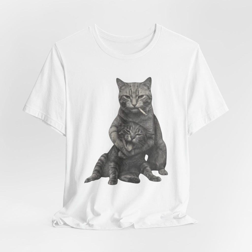 Cat Hug T-Shirt — Cute Vintage Cat Illustration Tee