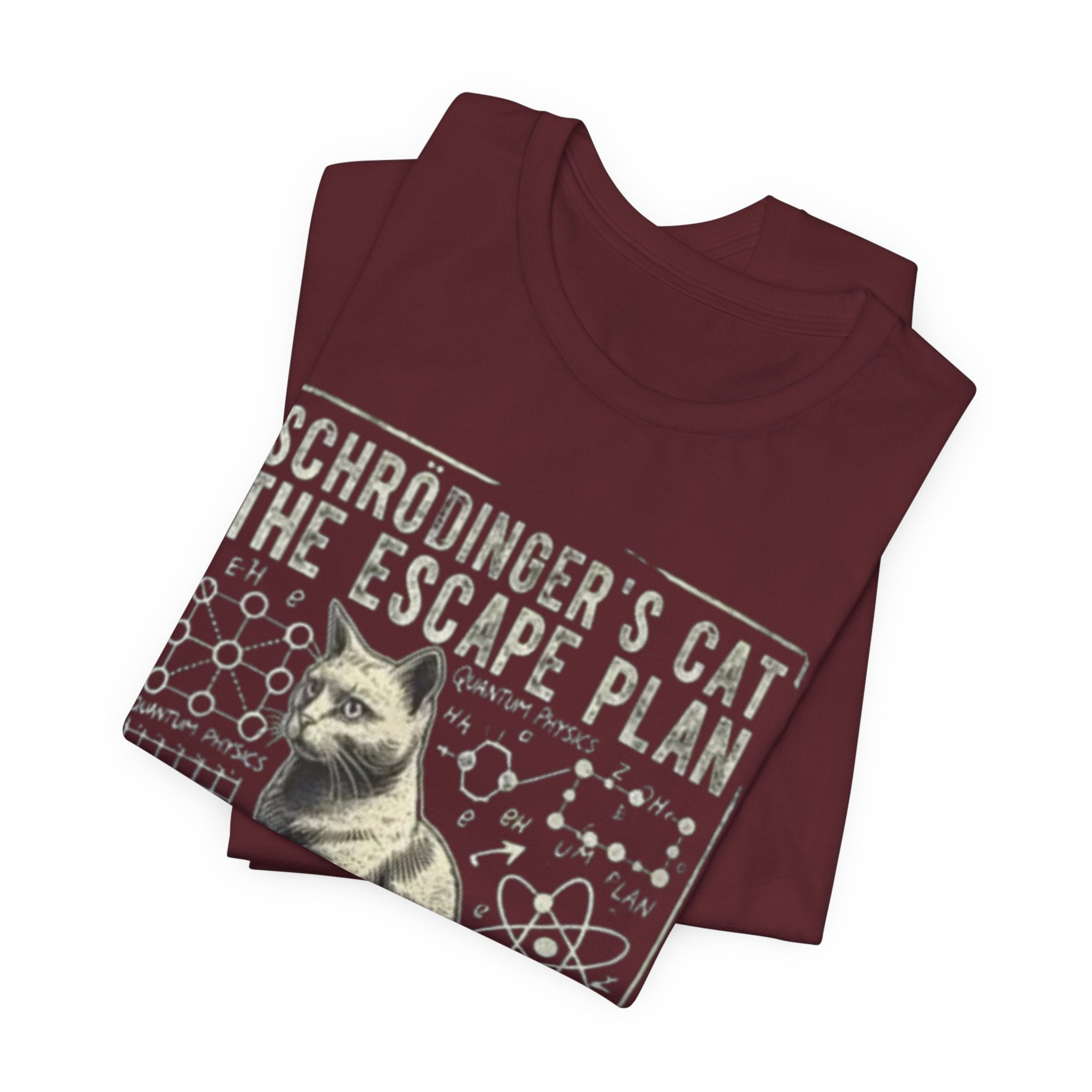 Schrödinger's Cat Escape Plan Tee | Physics Cat Diagram Shirt