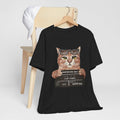 Cat Mugshot Tee — "Cat Puke" Funny Cat Arrest Graphic T-Shirt