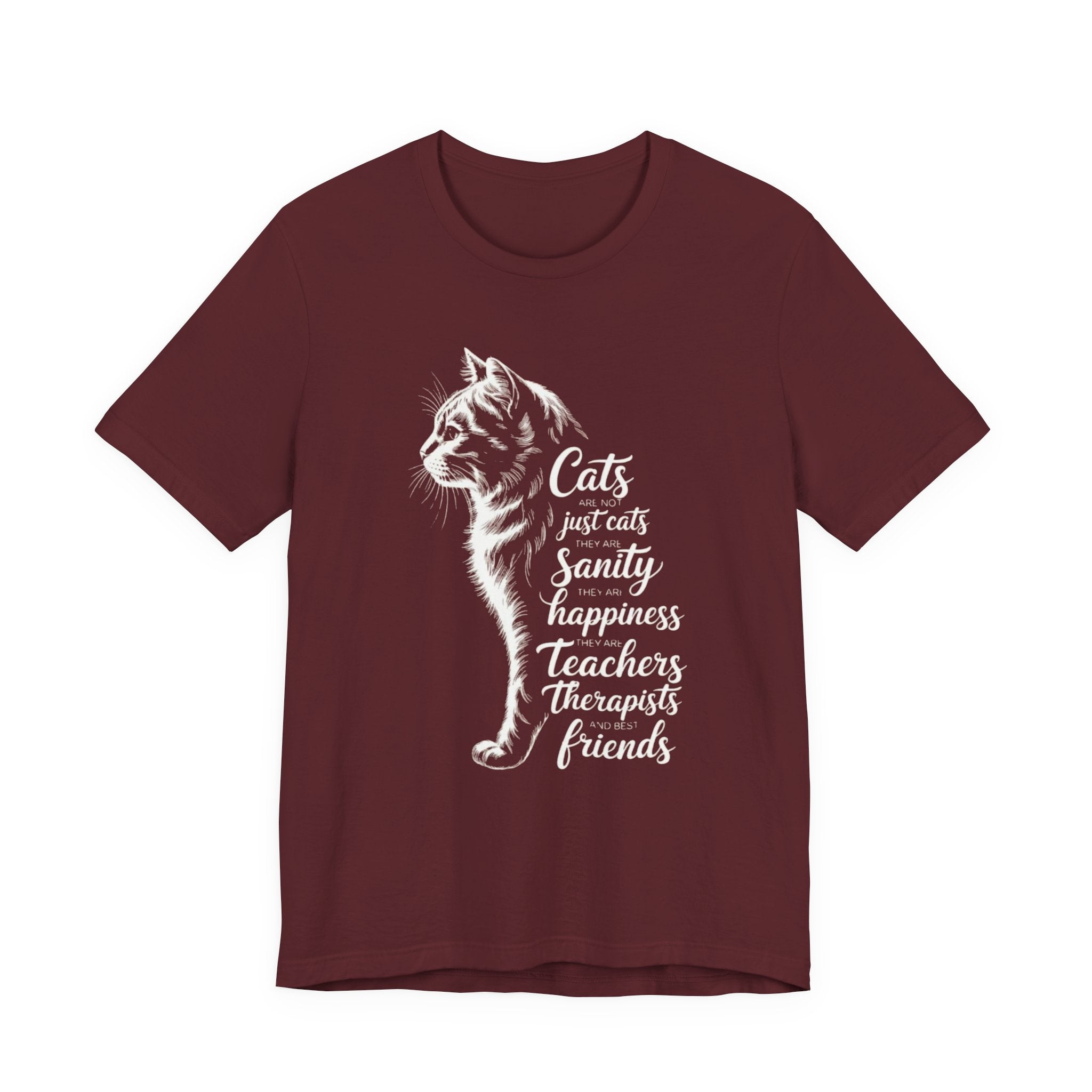 Cat Illustration Unisex Tee, Positive Vibes Motivational Tshirt, Cat Lover Shirt, Graphic Tee Gift, Inspirational Animal Tee