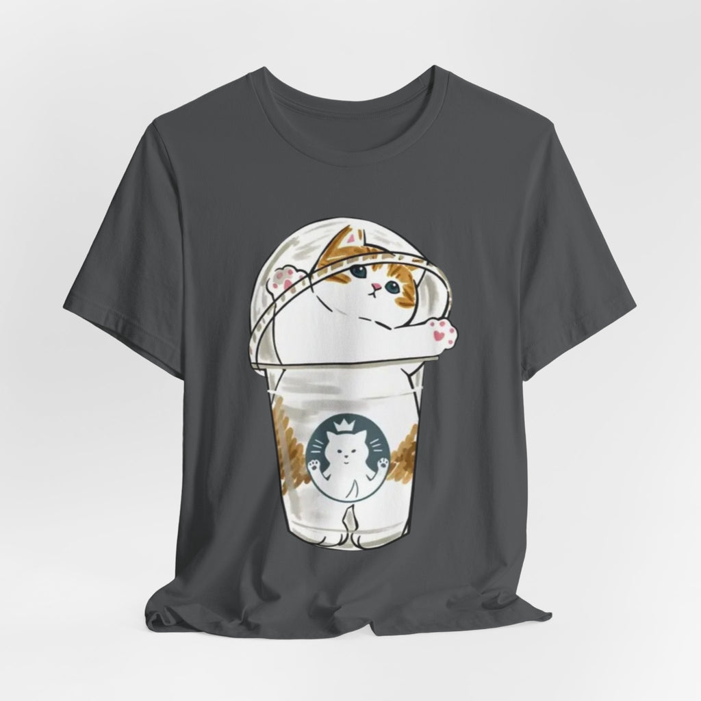 Cat in Bubble Tea Cup Tee | Kawaii Cat Boba Shirt, Cat in Coffee Cup tee, Cute Cat Illustration