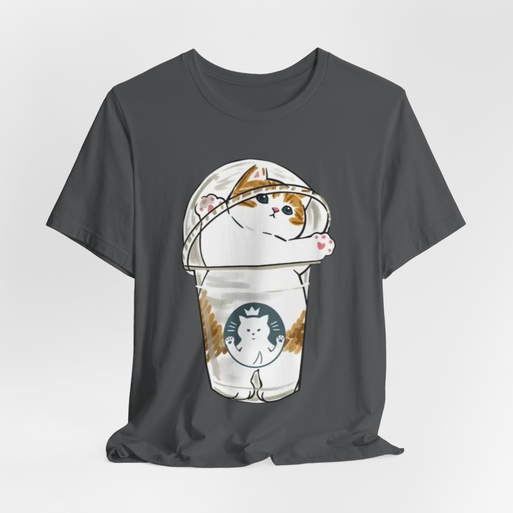 Cat in Bubble Tea Cup Tee | Kawaii Cat Boba Shirt, Cat in Coffee Cup tee, Cute Cat Illustration