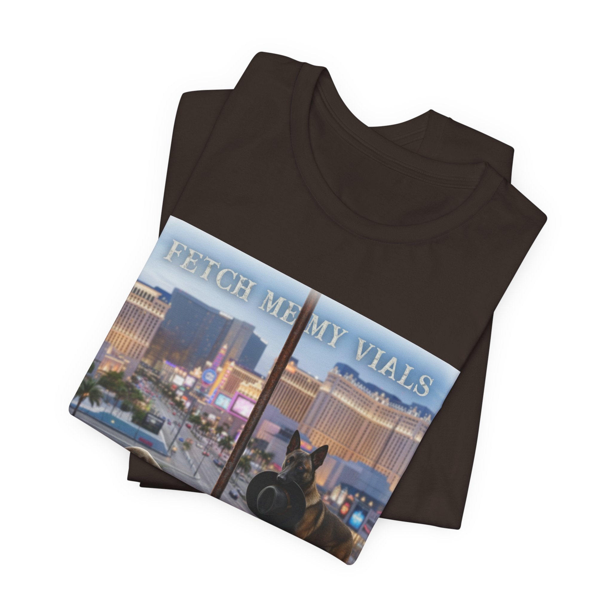 Fetch me my vials, Fallout Tee, Street Scene Graphic Tee — "Fetch Me My Vials" Retro Vegas Art Shirt