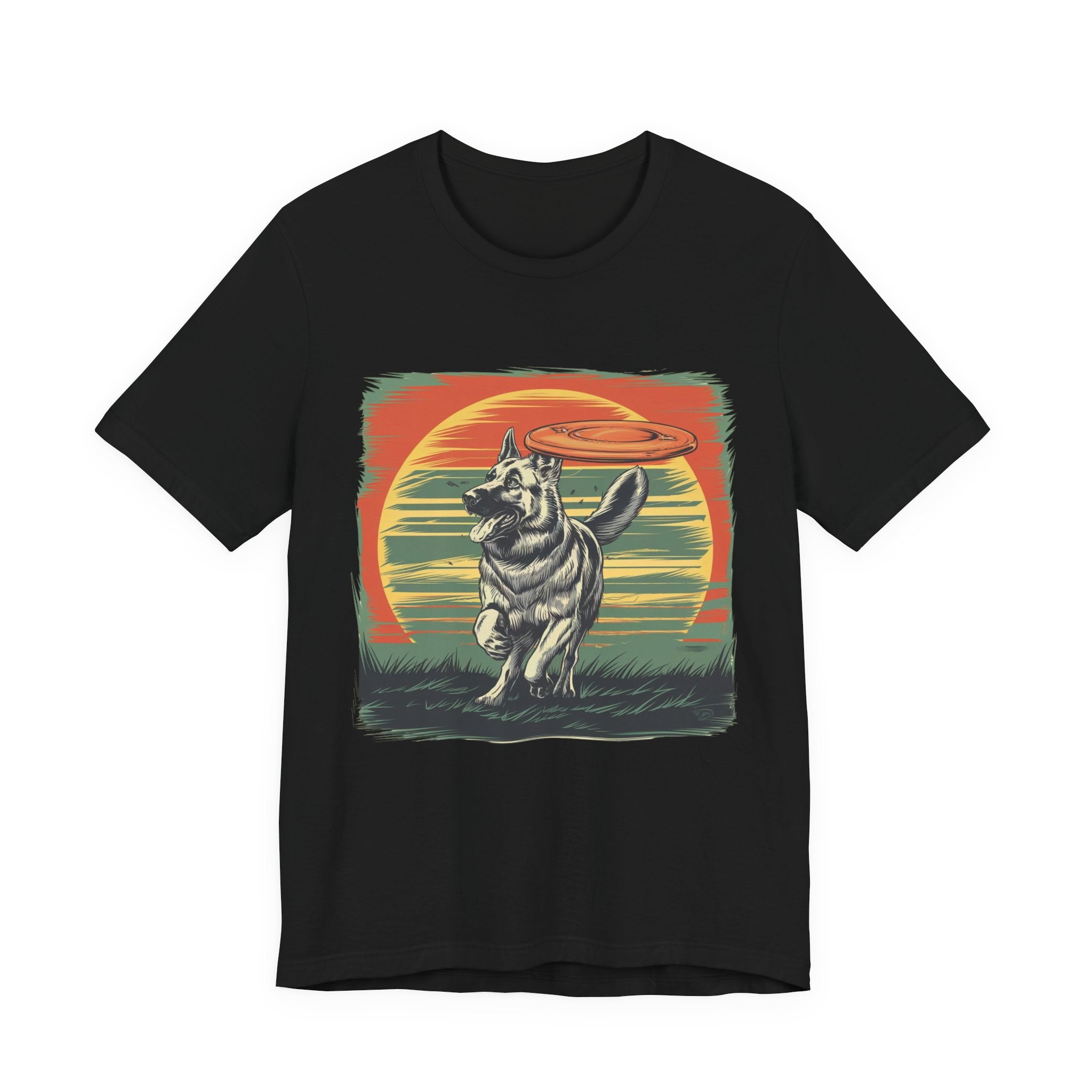 German Shepherd Dog Sunset T-Shirt, Dog Lover Tee, Animal Graphic Shirt, Outdoor Nature Top, Gift for Pet Owners