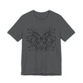 Ornate Butterfly Floral Tee | Detailed Black Line Art Butterfly T-Shirt