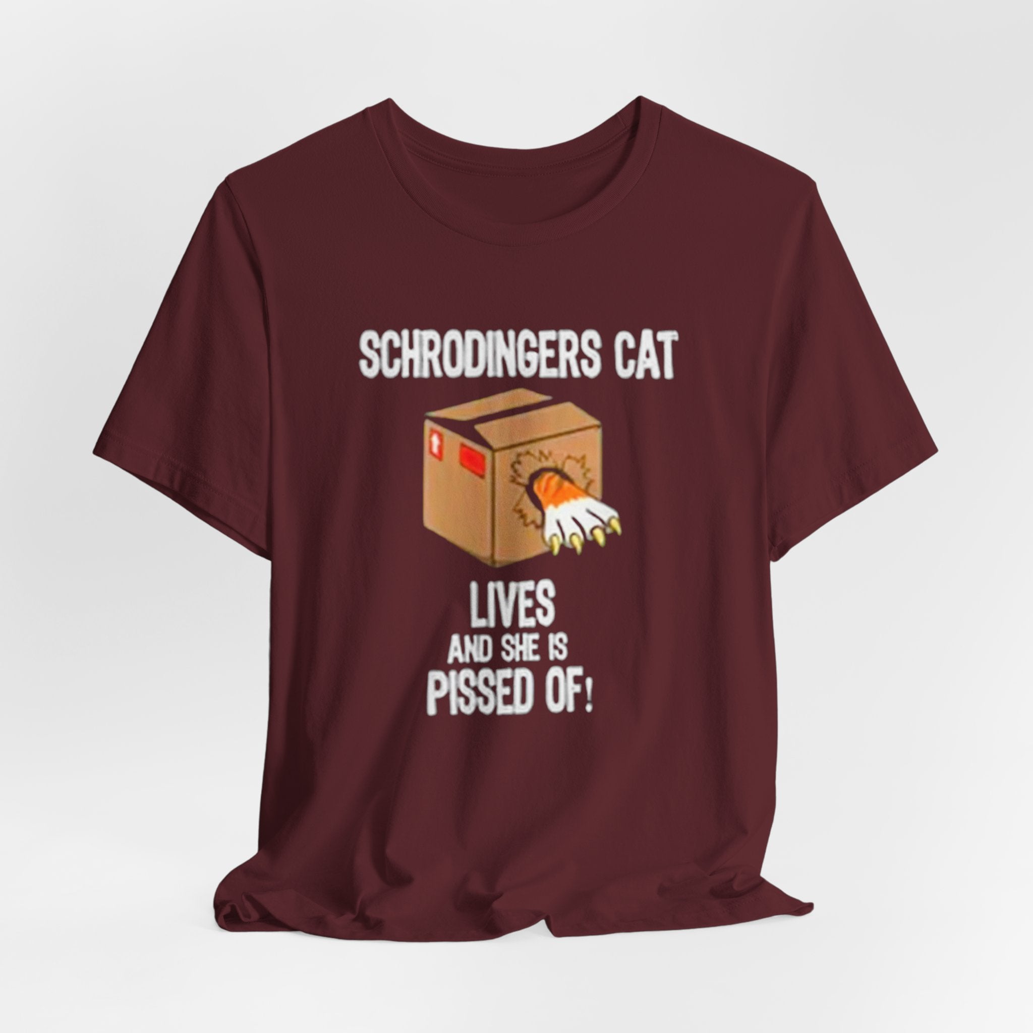 Schrodingers Cat Angry Cat Box T-Shirt | Science Humor Tee