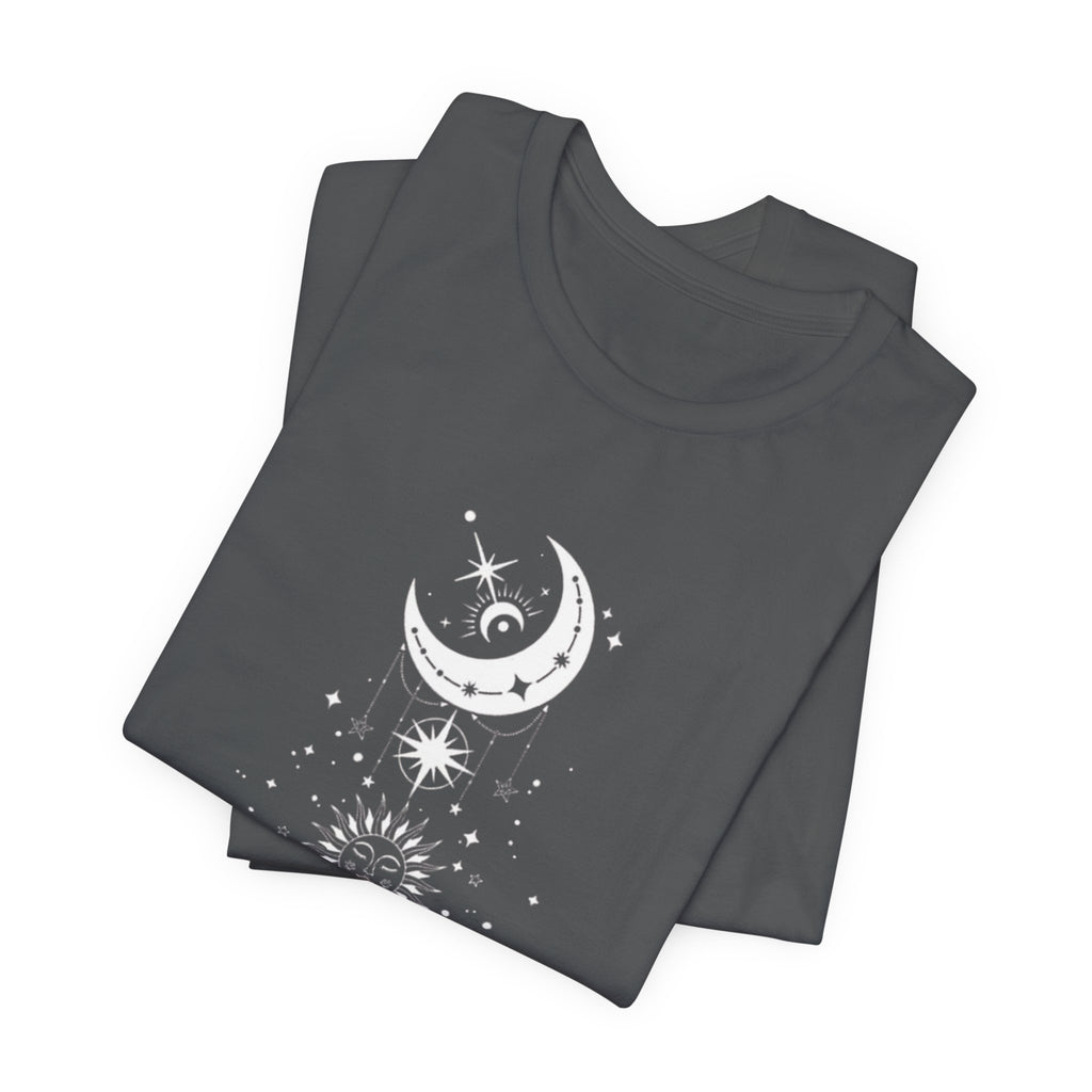 Celestial Moon Phase Tee, Unisex Graphic T-Shirt, Astrology Gift, Horoscope Apparel, Boho Style Top, Spiritual Wear