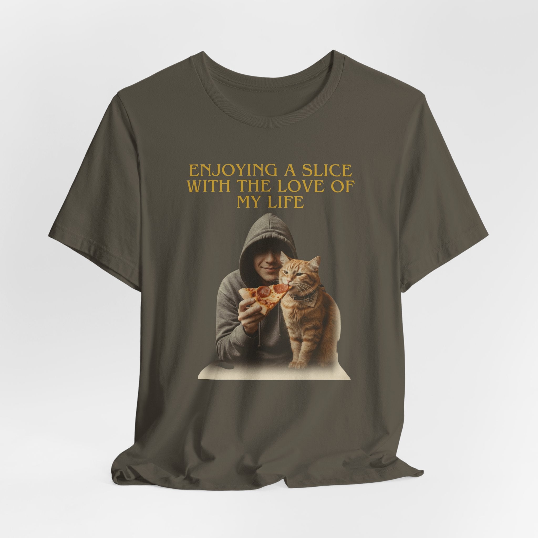 Enjoying a Slice With the Love of My Life T-Shirt | Cat Pizza Tee