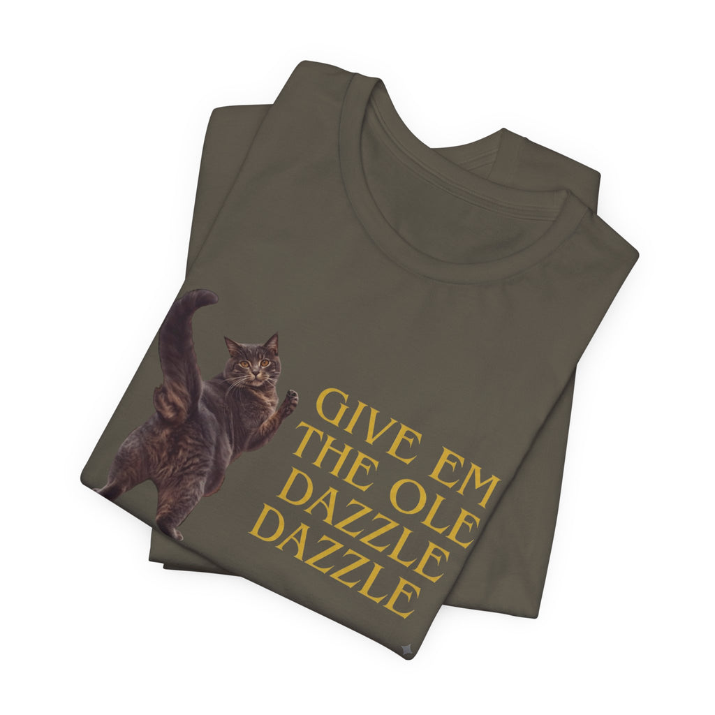 Give 'Em the Ole Dazzle Dazzle Cat T-Shirt | Retro Cat Illustration