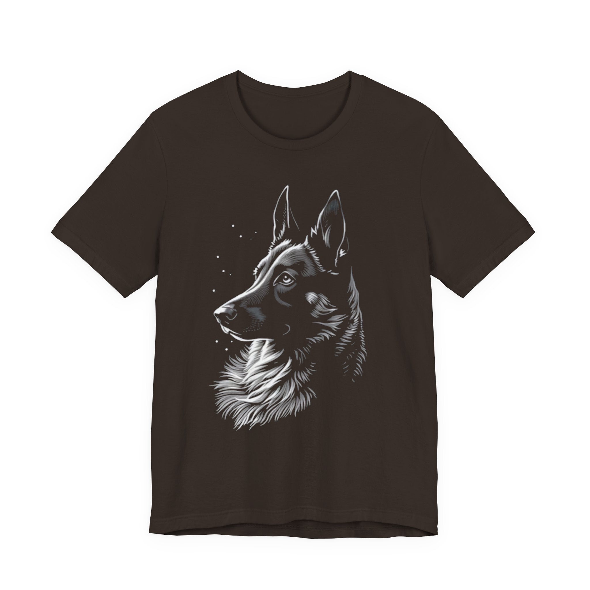 German Shepherd Portrait T-Shirt — Detailed Monochrome Dog Tee