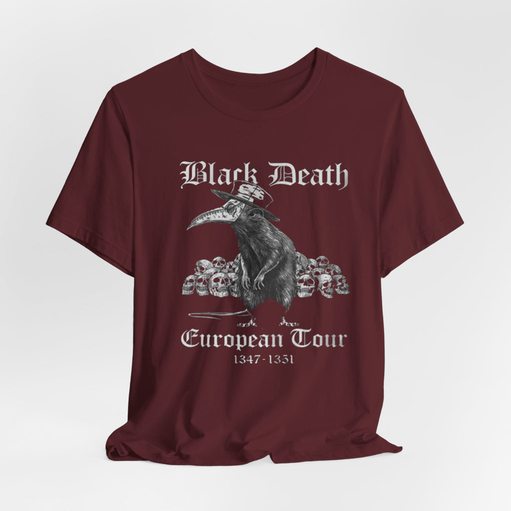 Black Death Plague Doctor crow European Tour T-Shirt | 1347-1351 gothic tee
