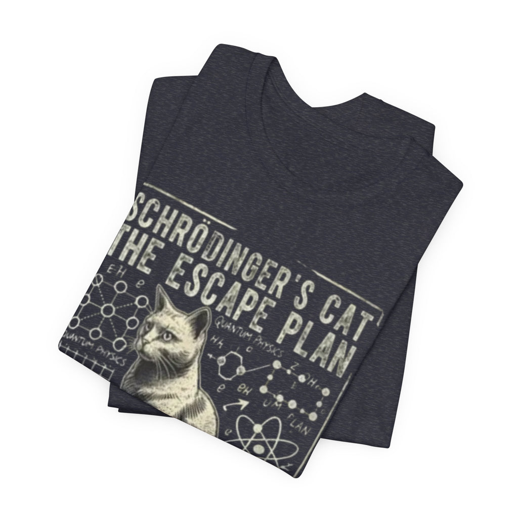 Schrödinger's Cat Escape Plan Tee | Physics Cat Diagram Shirt