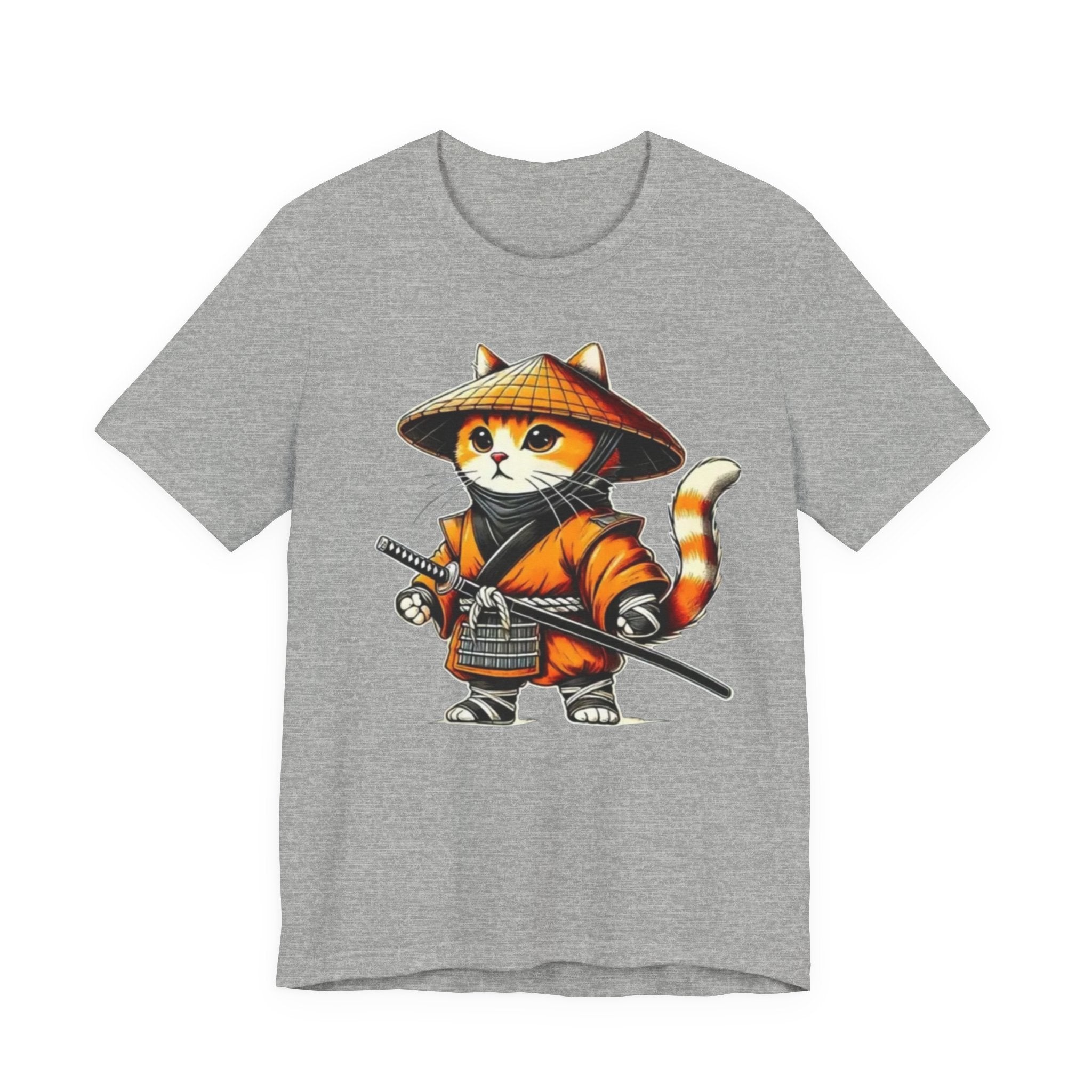 Samurai Cat T‑Shirt — Cute Ninja Kitten Graphic Tee