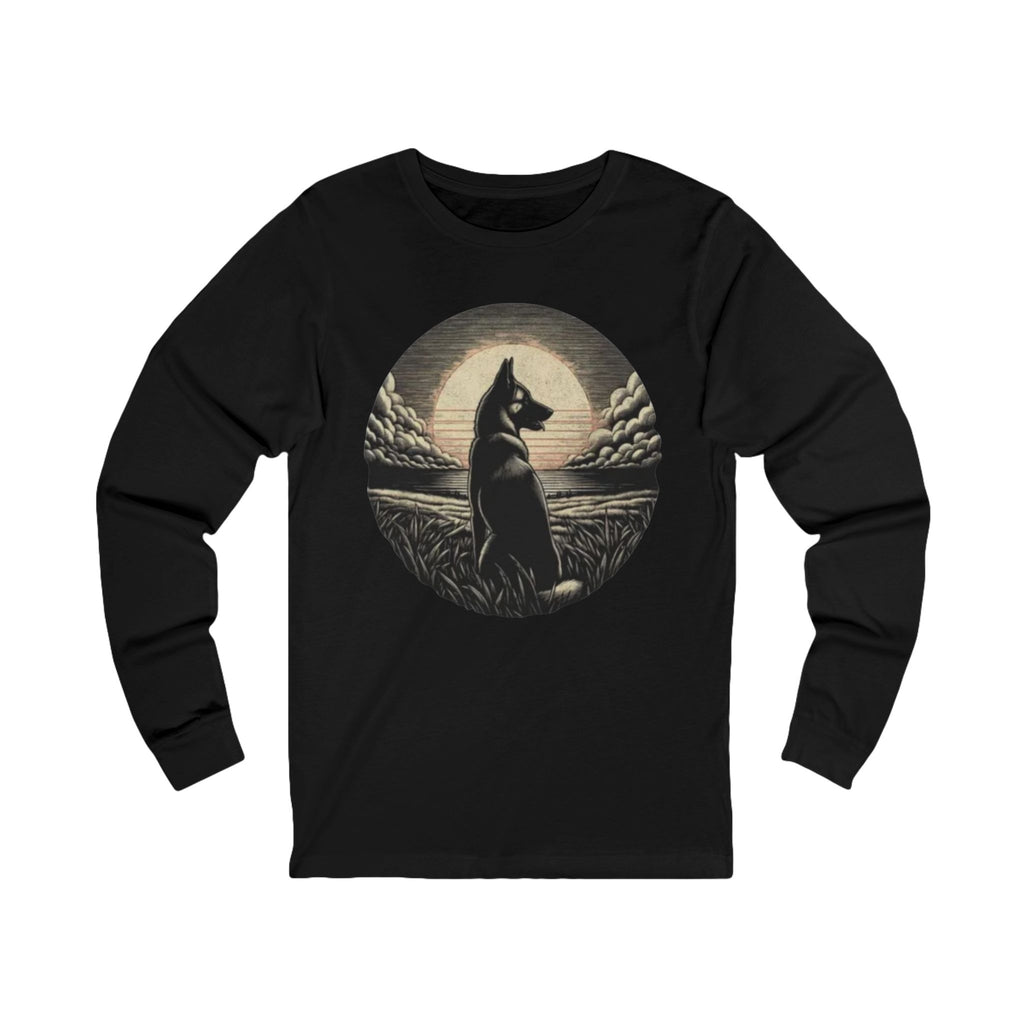 Belgian Malinios Moon Long Sleeve Tee | Nightscape Graphic