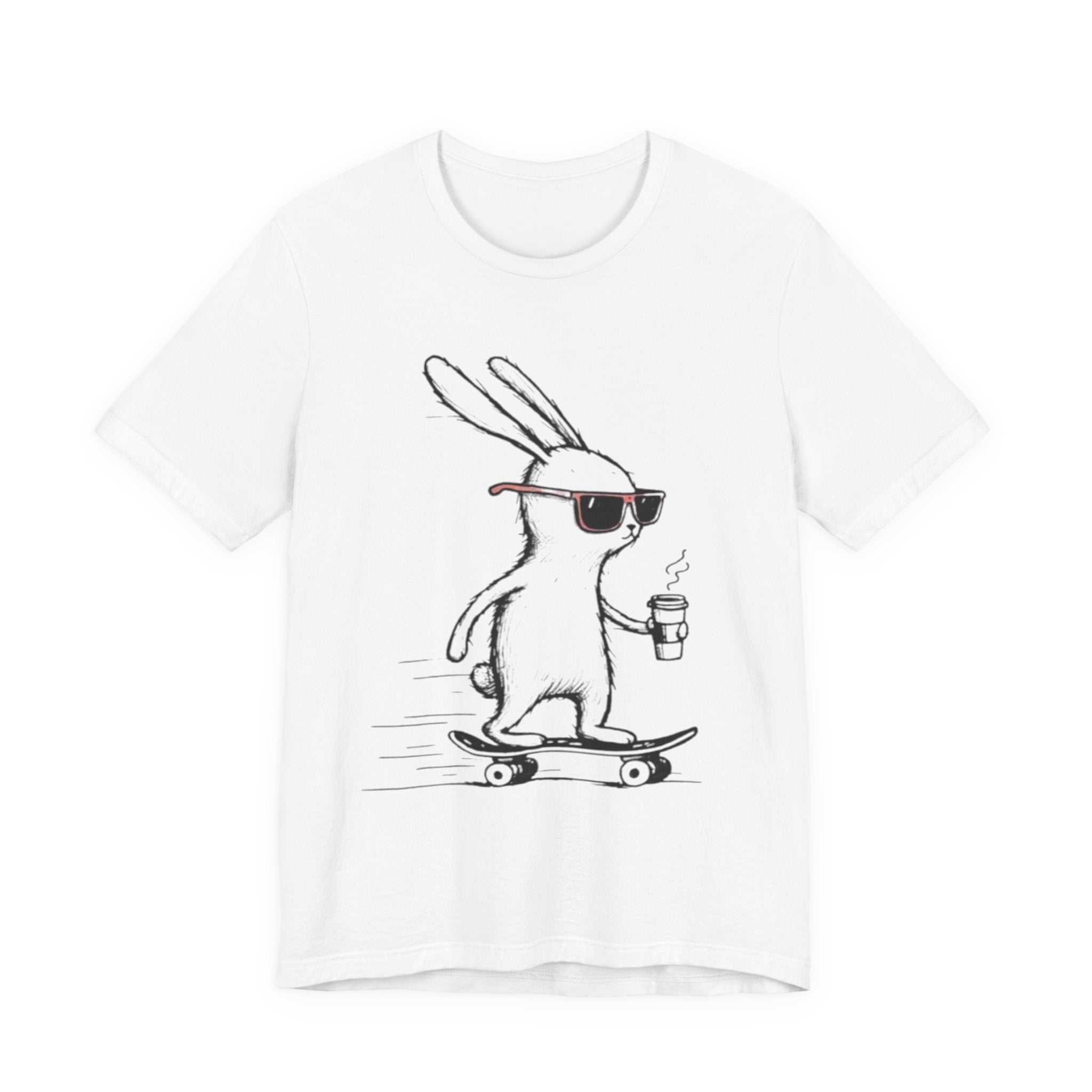 Cool Skateboarding Rabbit Tee, Unisex Short Sleeve Shirt, Funny Animal T-Shirt, Casual Daily Wear, Gift for Rabbit Lovers