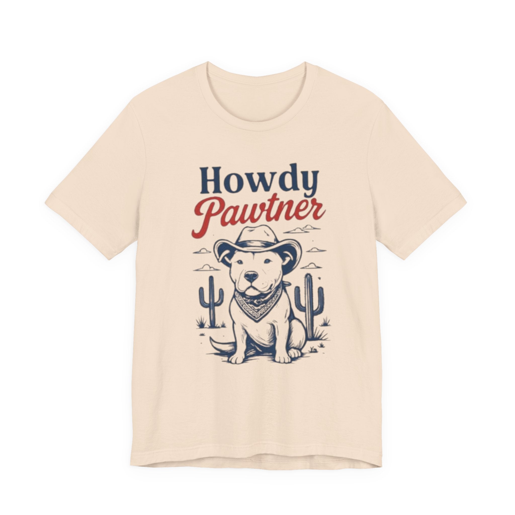 Howdy Pawtner Dog Cowboy Tee | Pit bull tee,Western Cactus Puppy Illustration