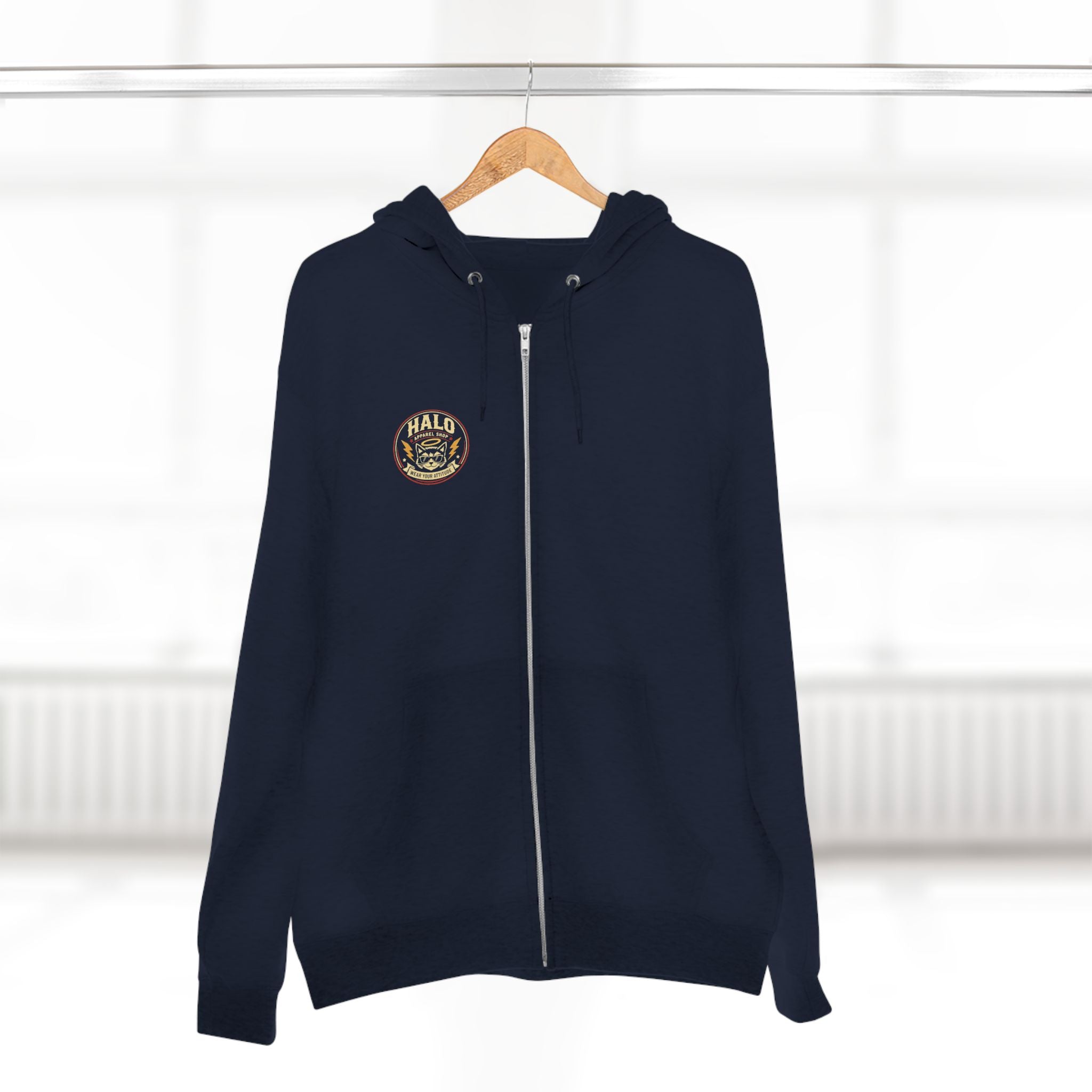 Halo Apparel Co. Vintage Cat Logo Zip Hoodie