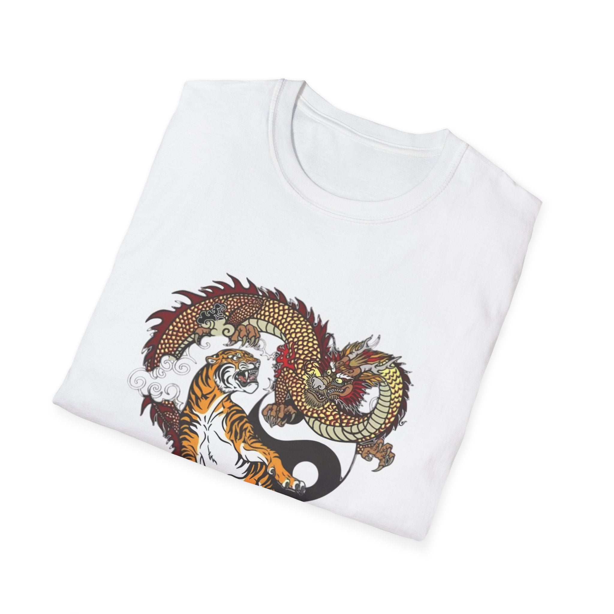 Tiger and Dragon Yin Yang T-Shirt — Asian Tattoo Style Graphic Tee