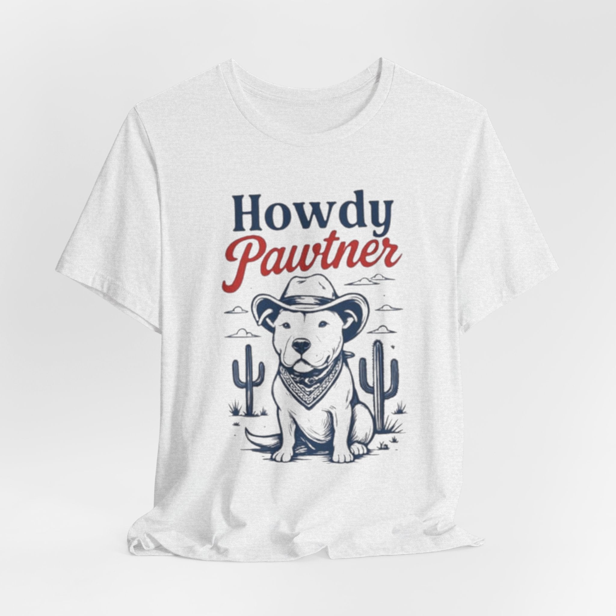 Howdy Pawtner Dog Cowboy Tee | Pit bull tee,Western Cactus Puppy Illustration