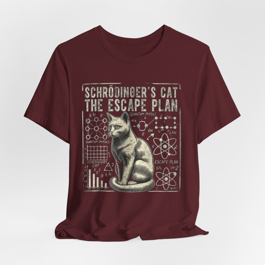 Schrödinger's Cat Escape Plan Tee | Physics Cat Diagram Shirt