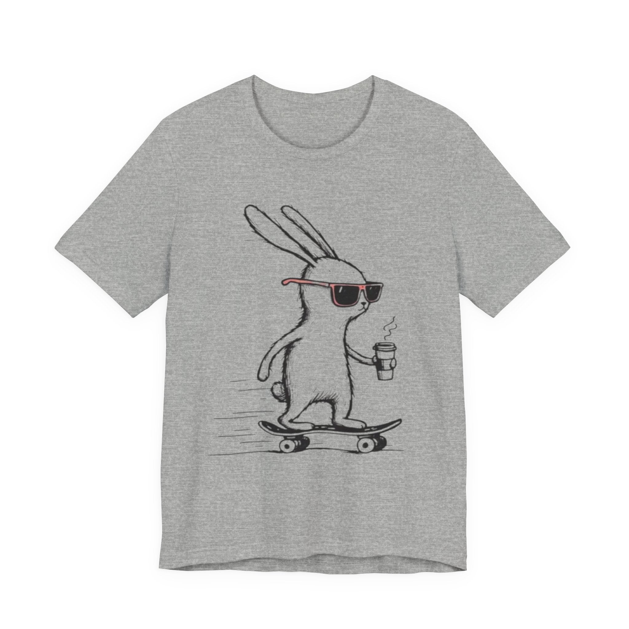 Cool Skateboarding Rabbit Tee, Unisex Short Sleeve Shirt, Funny Animal T-Shirt, Casual Daily Wear, Gift for Rabbit Lovers