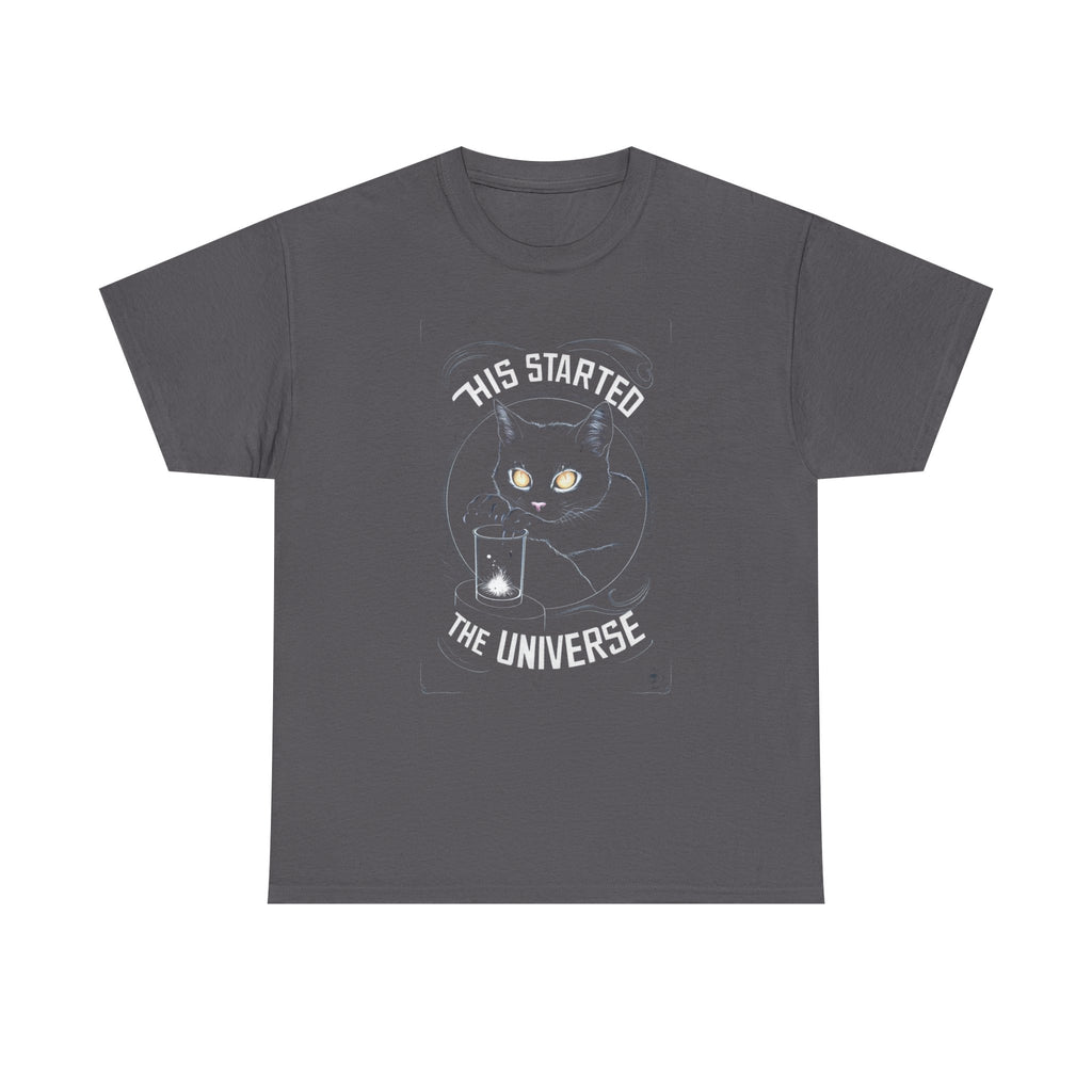 Cosmic Cat Unisex Heavy Cotton Tee - Stylish and Fun, Perfect for Cat Lovers, Gifts, Casual Wear, Science & Space Theme, Birthday, Halloween