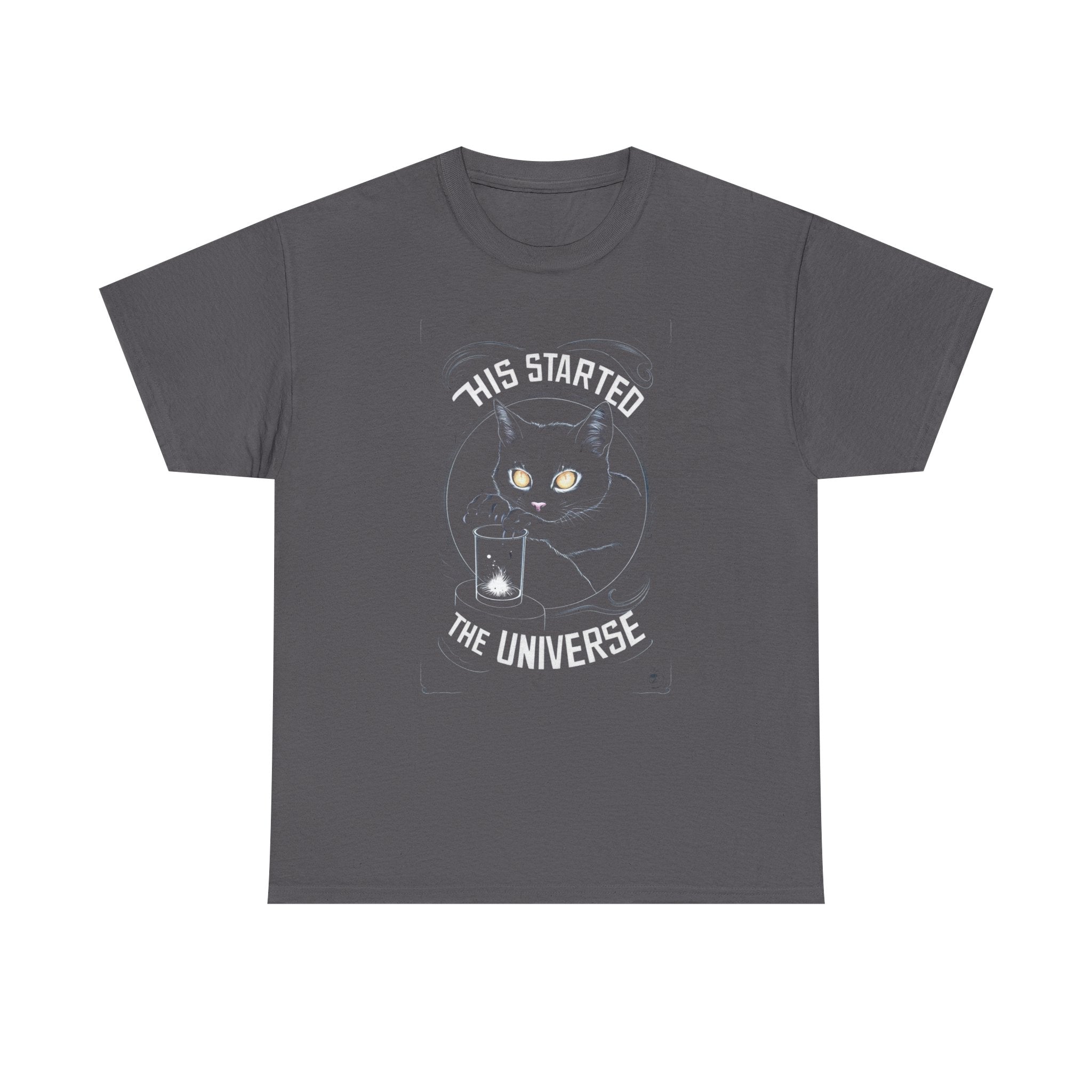 Cosmic Cat Unisex Heavy Cotton Tee - Stylish and Fun, Perfect for Cat Lovers, Gifts, Casual Wear, Science & Space Theme, Birthday, Halloween