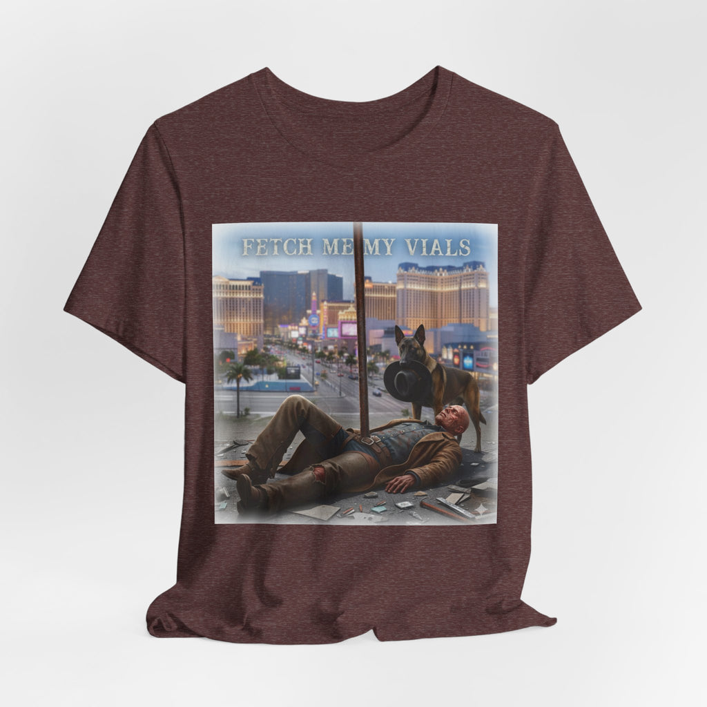 Fetch me my vials, Fallout Tee, Street Scene Graphic Tee — "Fetch Me My Vials" Retro Vegas Art Shirt