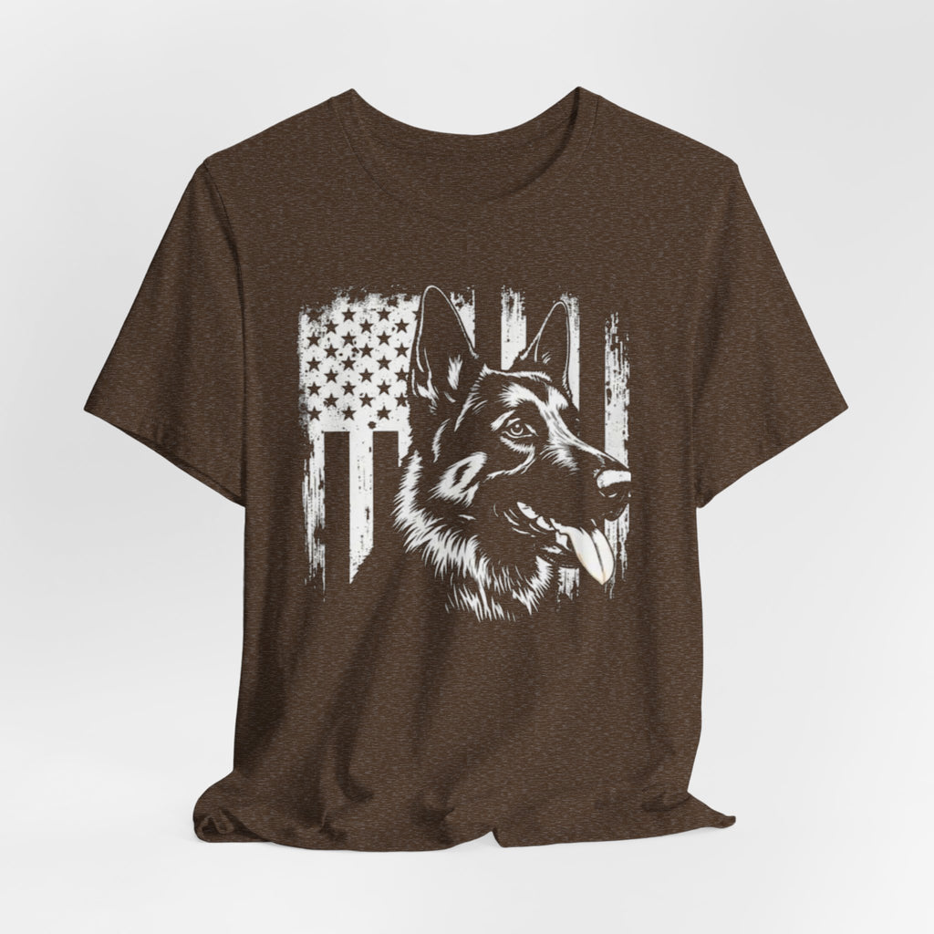 German Shepherd American Flag T‑Shirt — Patriotic K9 Tee