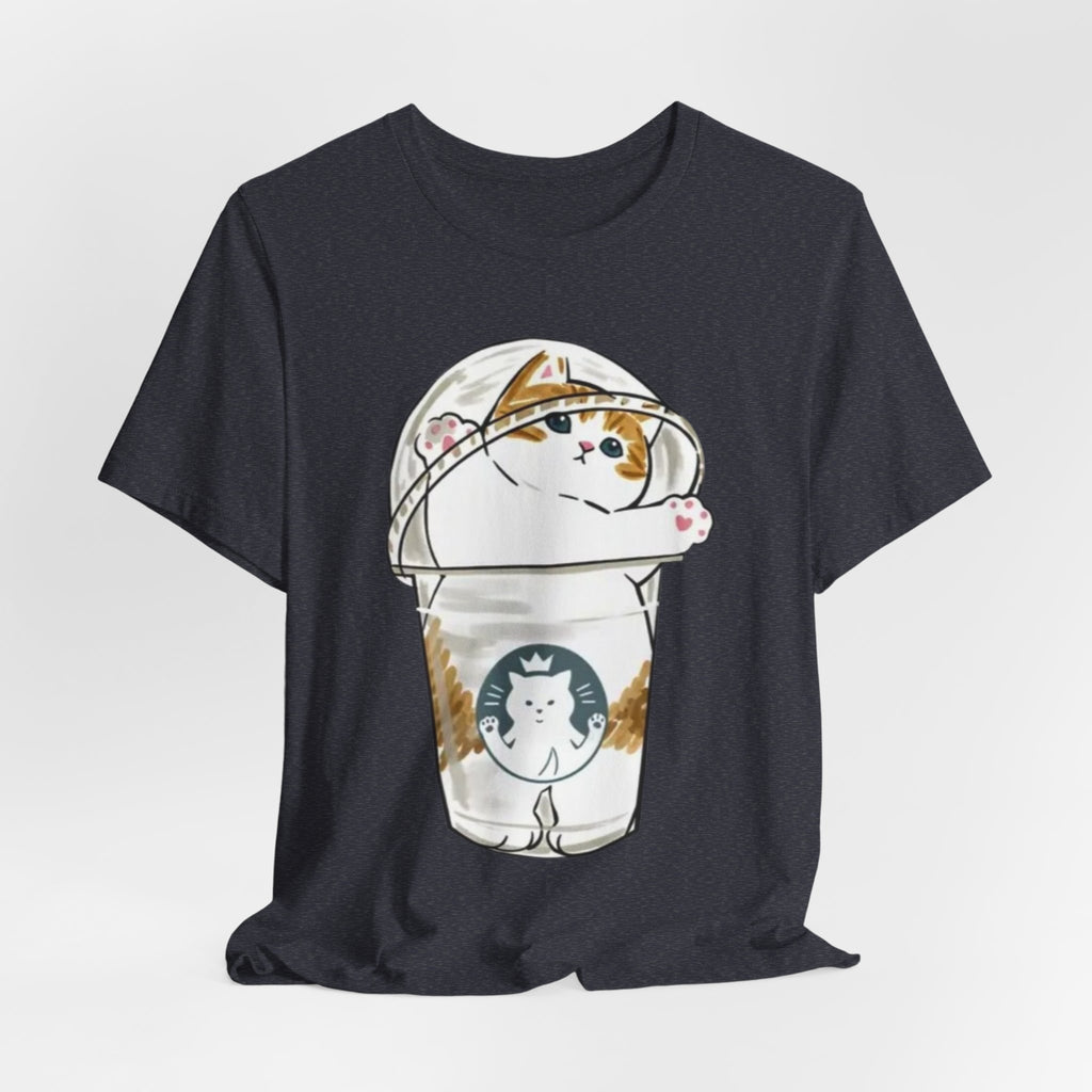 Cat in Bubble Tea Cup Tee | Kawaii Cat Boba Shirt, Cat in Coffee Cup tee, Cute Cat Illustration