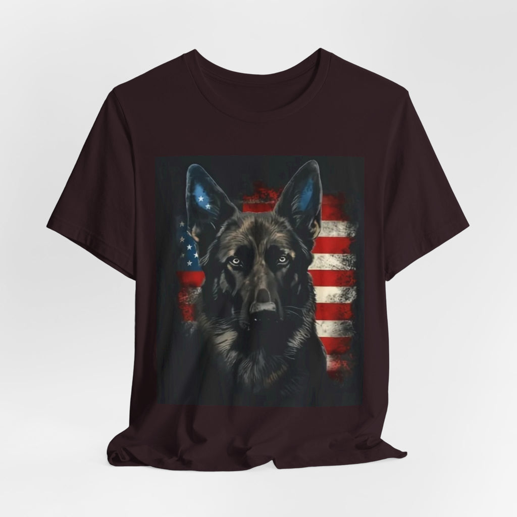 German Shepherd Patriotic T-Shirt — Belgian Malinios Tee, American Flag Dog Tee