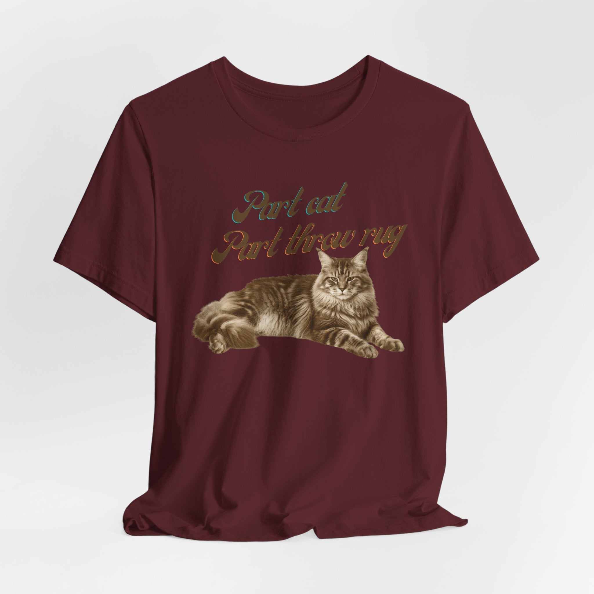 Maine Coon Cat T-Shirt | Vintage Maine Coon Cat Illustration, Part Cat Part throw rug