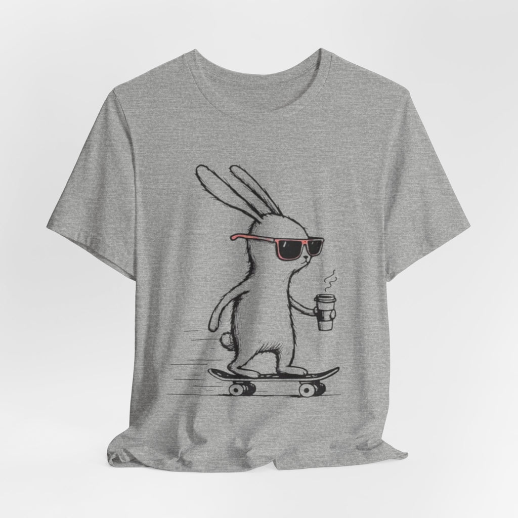 Cool Skateboarding Rabbit Tee, Unisex Short Sleeve Shirt, Funny Animal T-Shirt, Casual Daily Wear, Gift for Rabbit Lovers