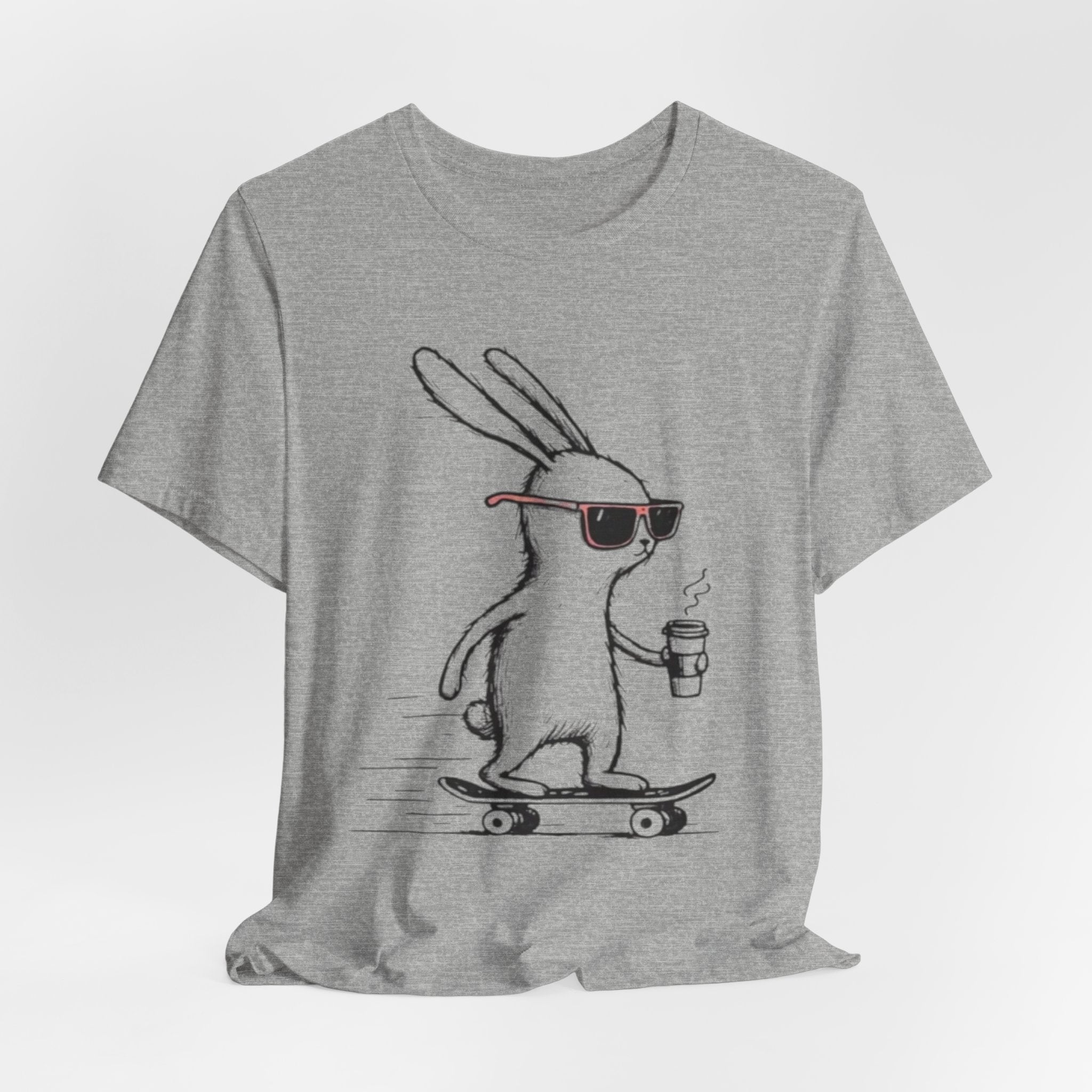 Cool Skateboarding Rabbit Tee, Unisex Short Sleeve Shirt, Funny Animal T-Shirt, Casual Daily Wear, Gift for Rabbit Lovers