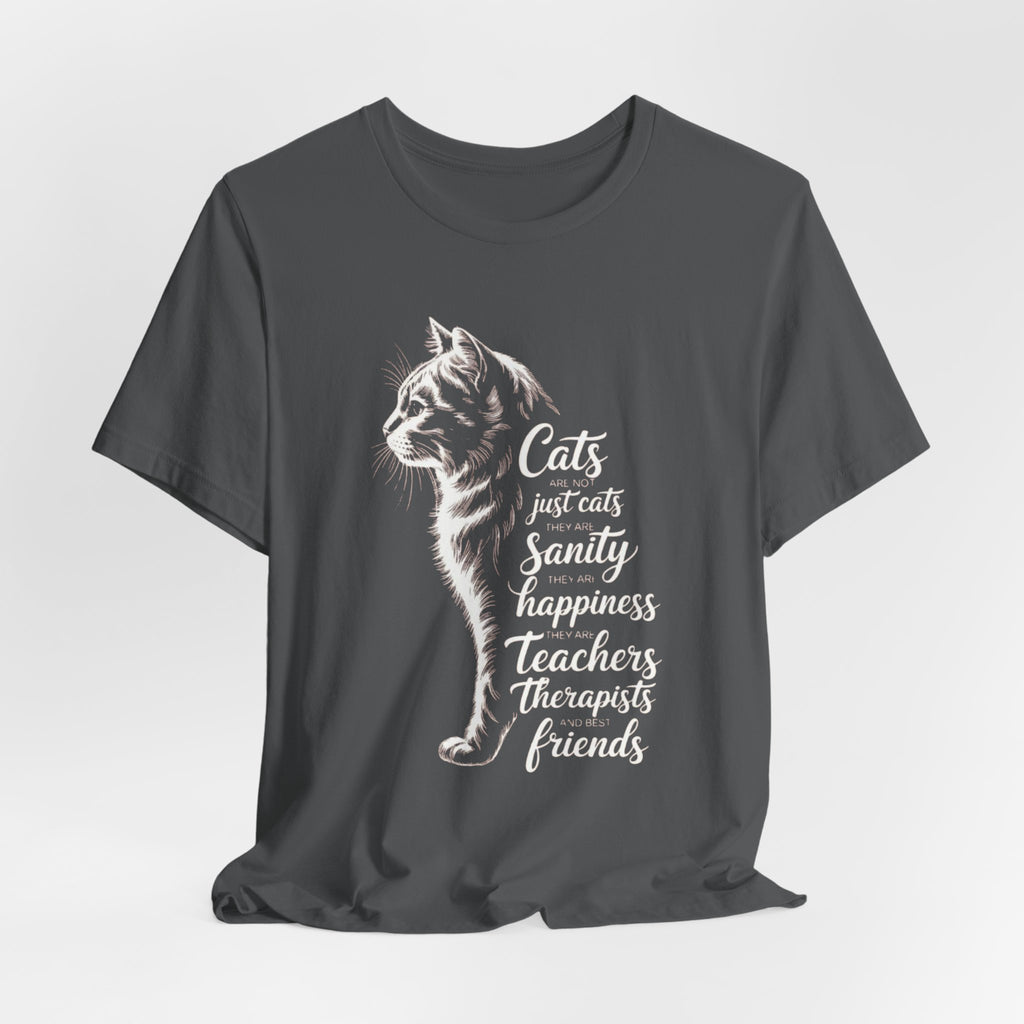 Cat Illustration Unisex Tee, Positive Vibes Motivational Tshirt, Cat Lover Shirt, Graphic Tee Gift, Inspirational Animal Tee