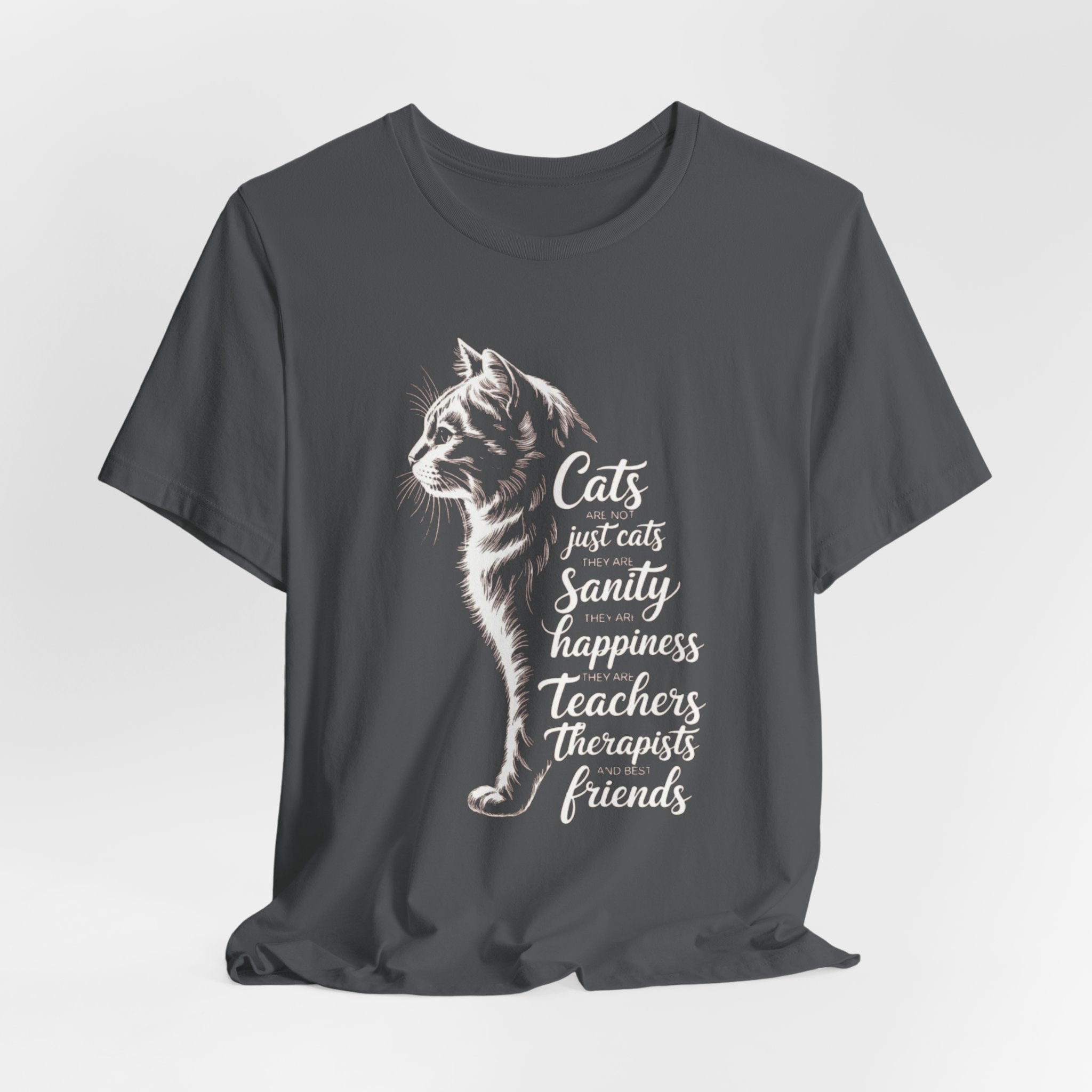 Cat Illustration Unisex Tee, Positive Vibes Motivational Tshirt, Cat Lover Shirt, Graphic Tee Gift, Inspirational Animal Tee