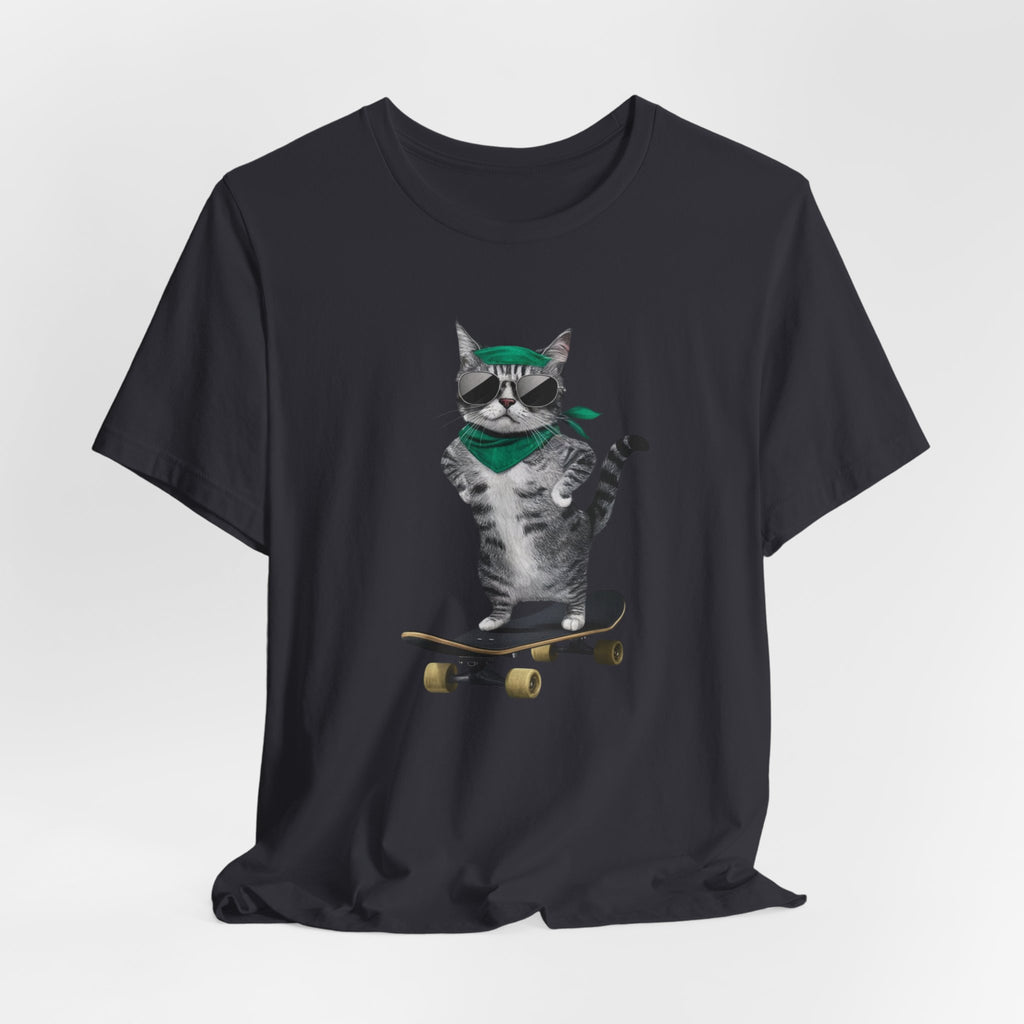 Skateboarding Cat Tee | Cool Cat on Skateboard Shirt