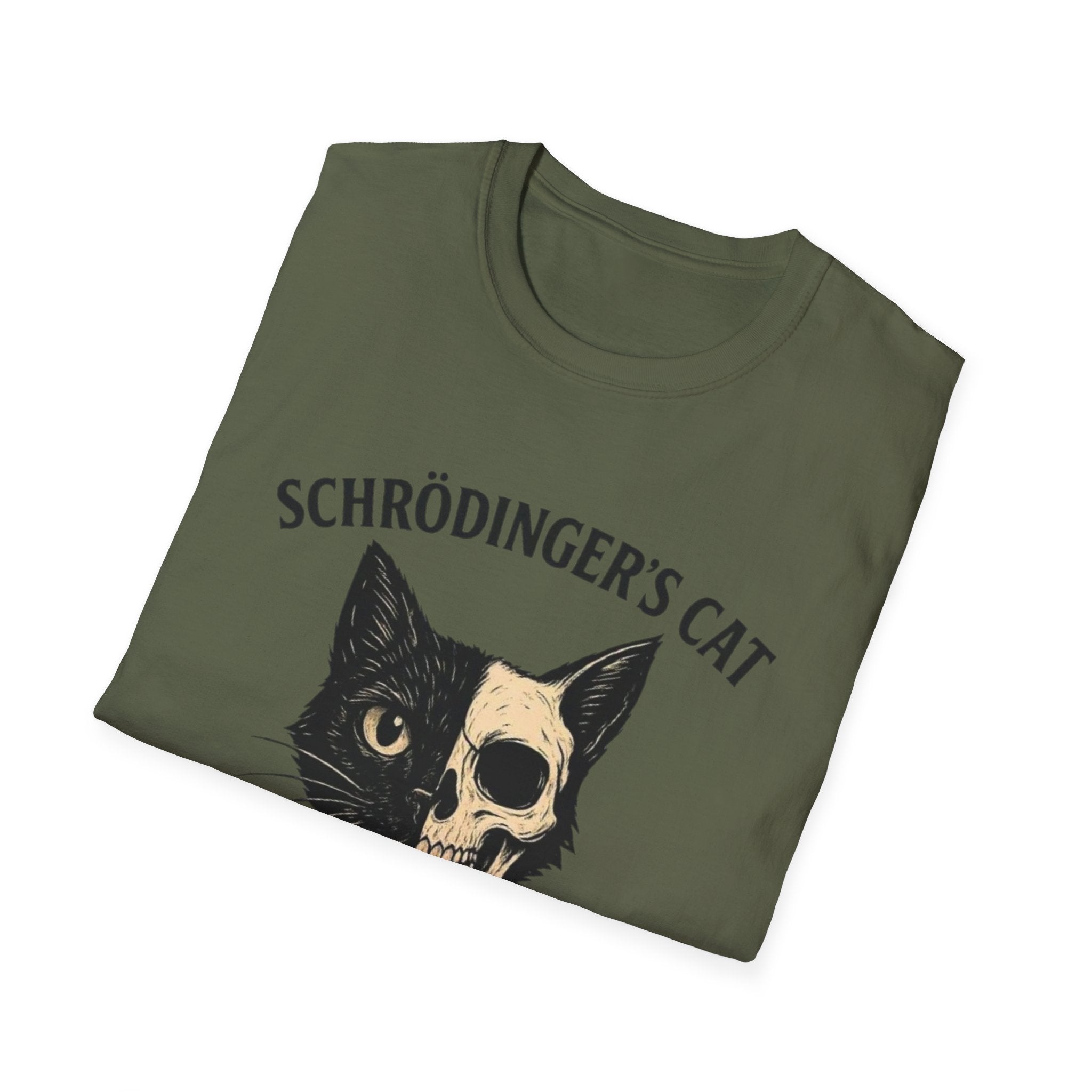 Schrödinger's Cat Funny T-Shirt — Double Split Experiment Cat Tee