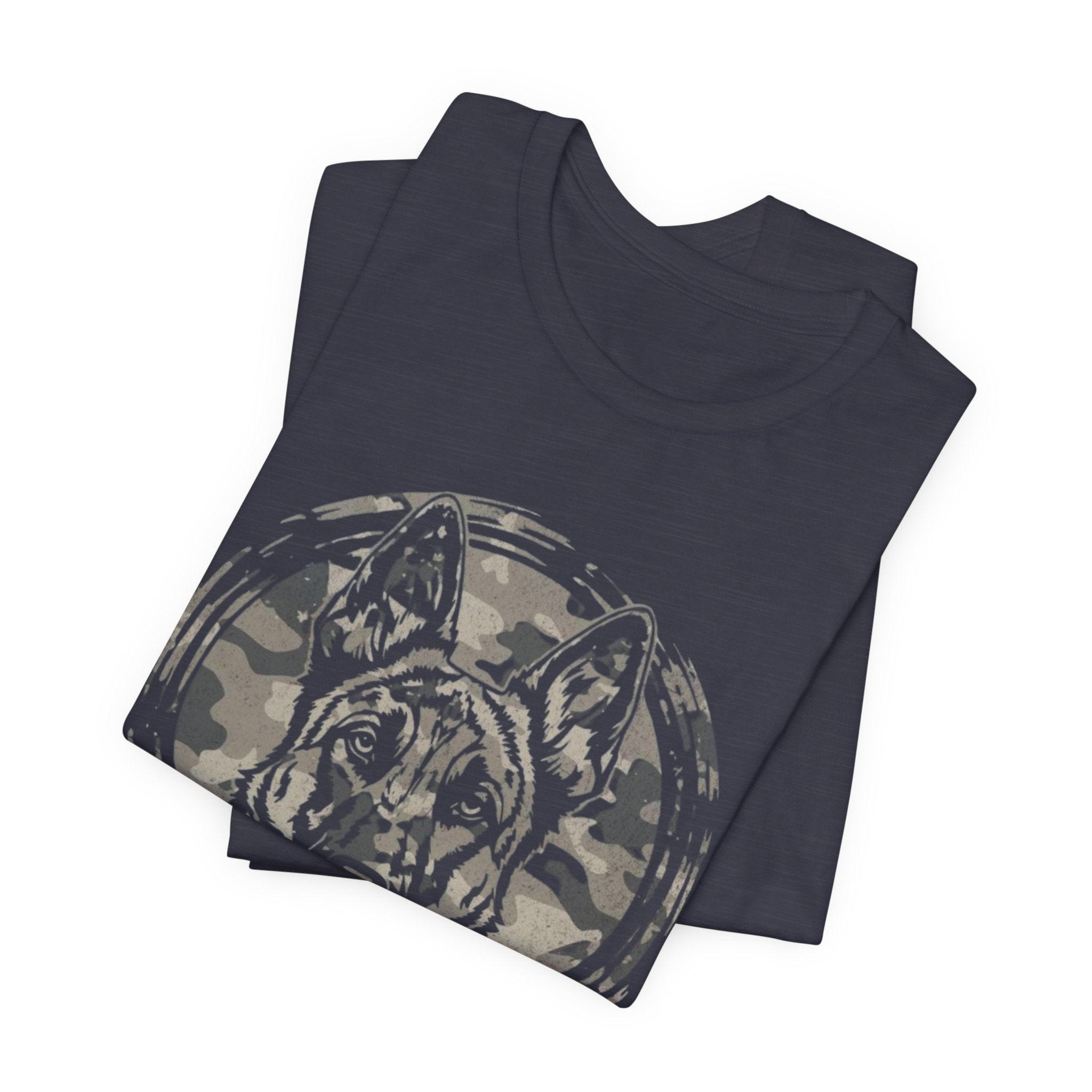 Belgian Malinios Graphic Tee – Camo Circle German Shepherd T‑Shirt