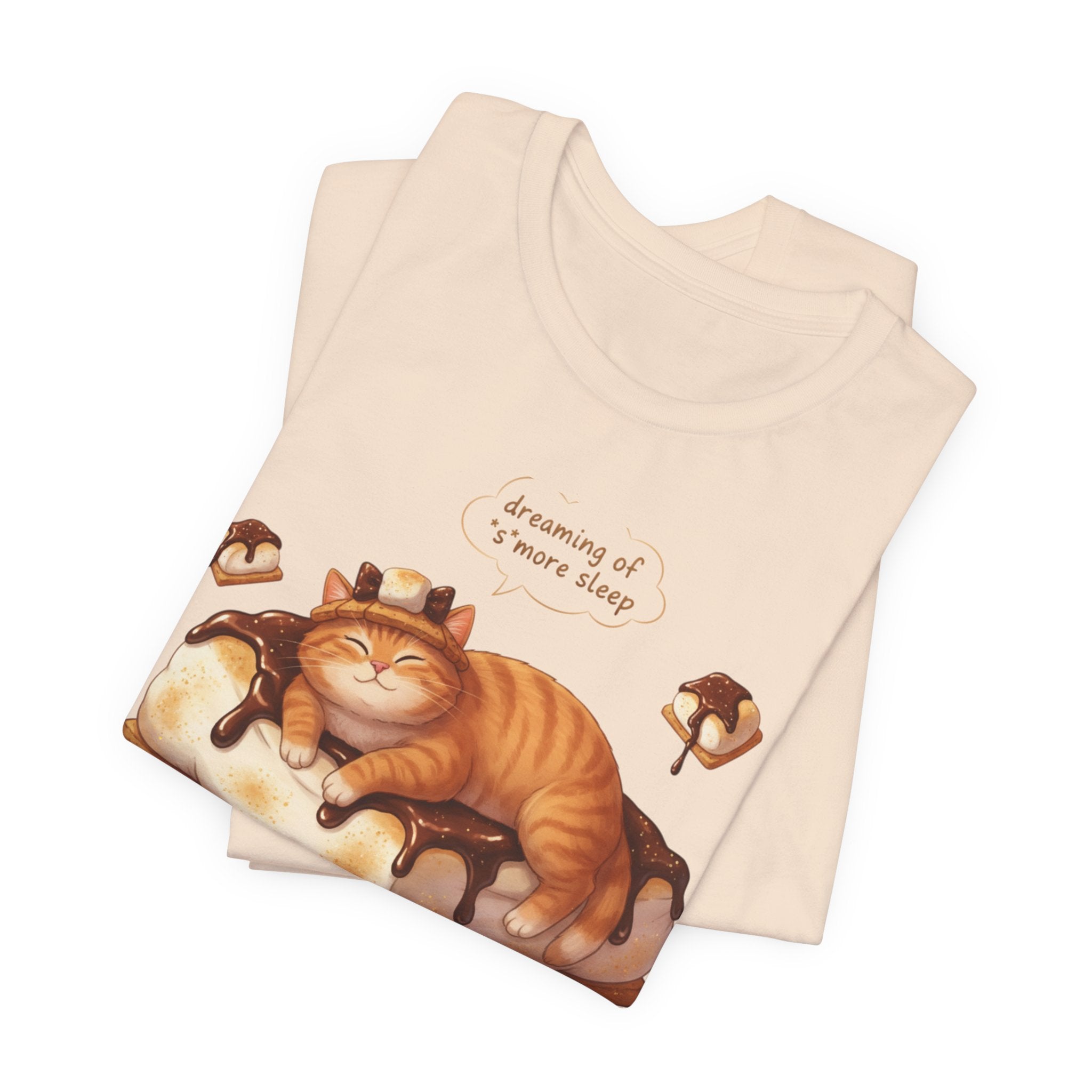Sleeping Tabby on S'mores Tee | Cat Dessert Illustration T-Shirt