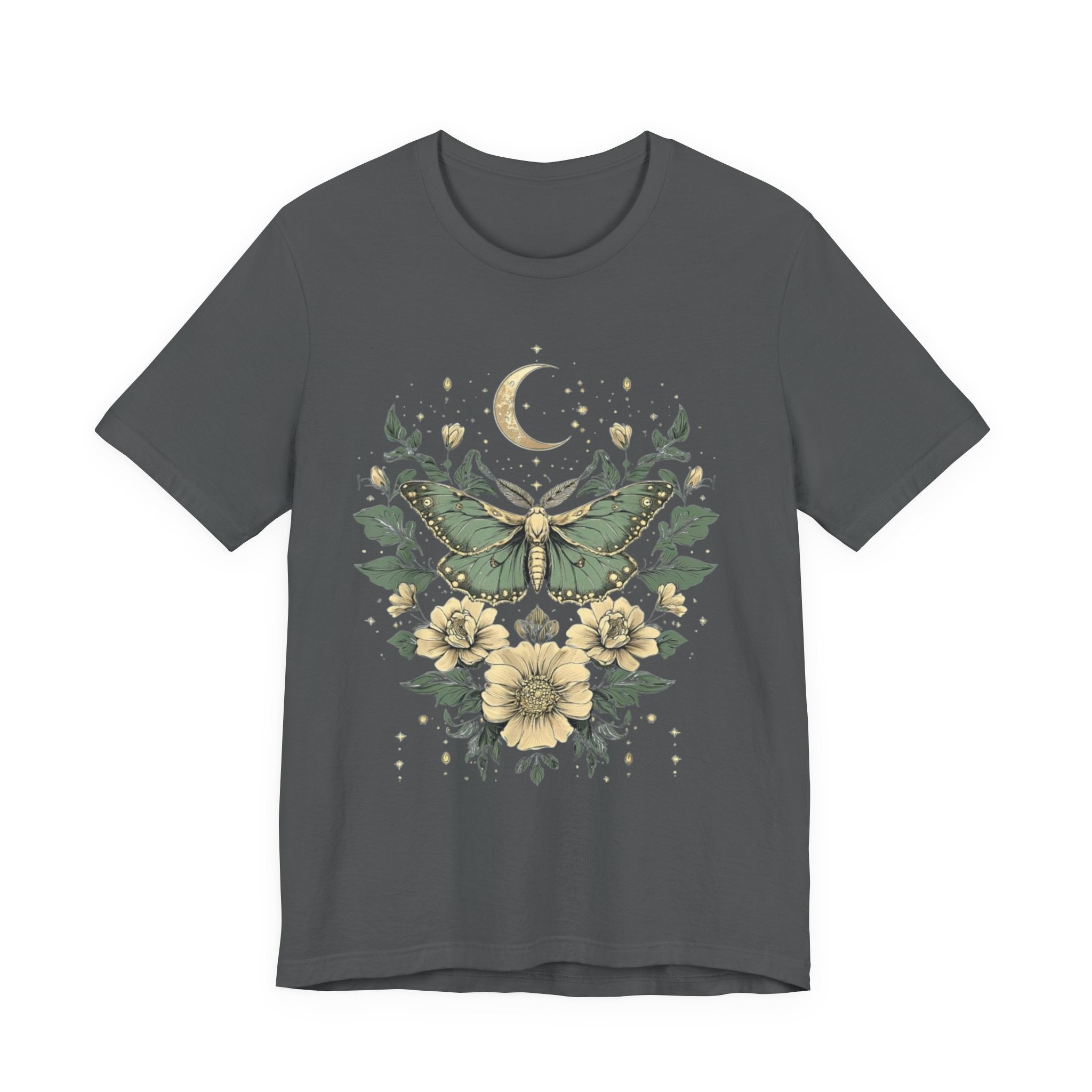 Cottage Core Moth Moon Phases Tee, Goblin Aesthetic Shirt, Unisex Nature T-Shirt, Witchy Boho Top, Lunar Celestial Clothing