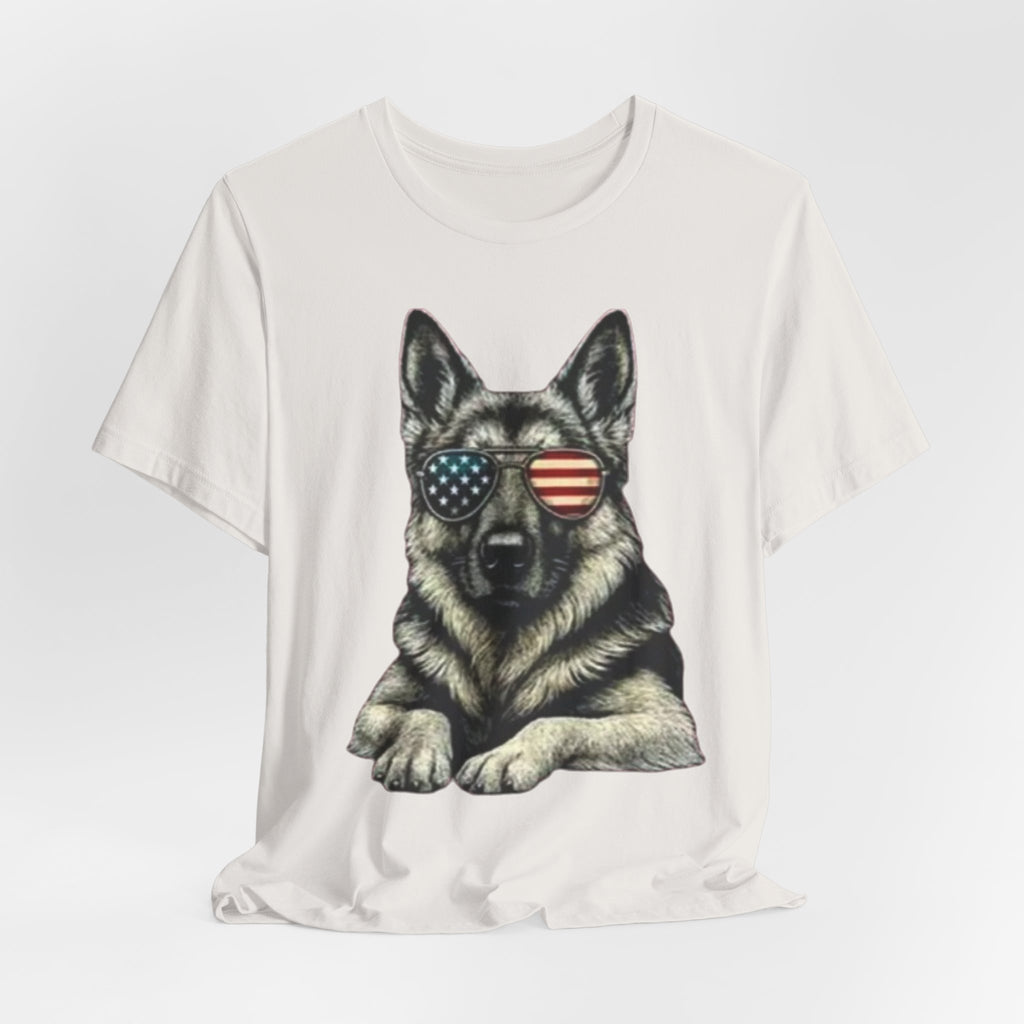 German Shepherd, American Flag Sunglasses German Shepherd T-Shirt